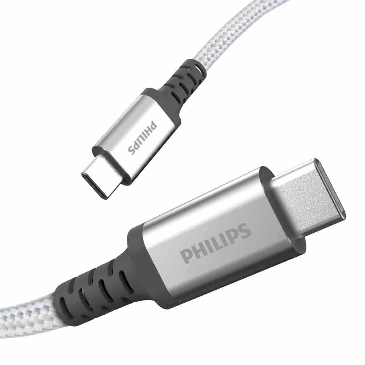 Philips Elite 6ft. USB-C Braided Charging Cable with Aluminum Connectors, Silver