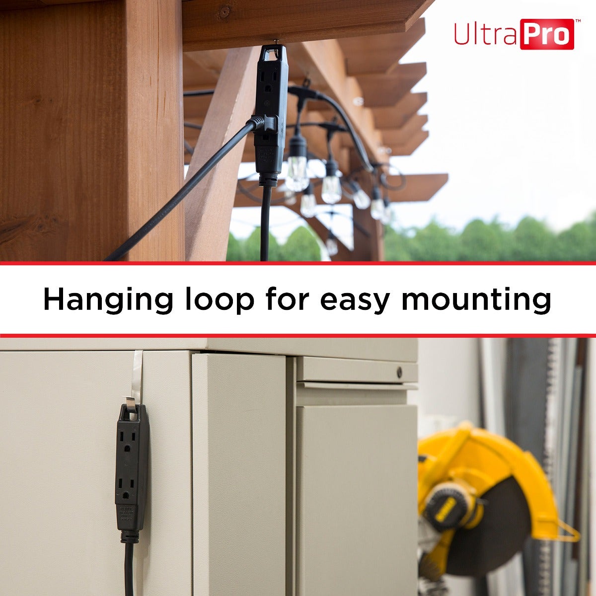 UltraPro 3-Outlet 15ft. Heavy Duty Indoor/Outdoor Extension Cord, 2 Pack, Black