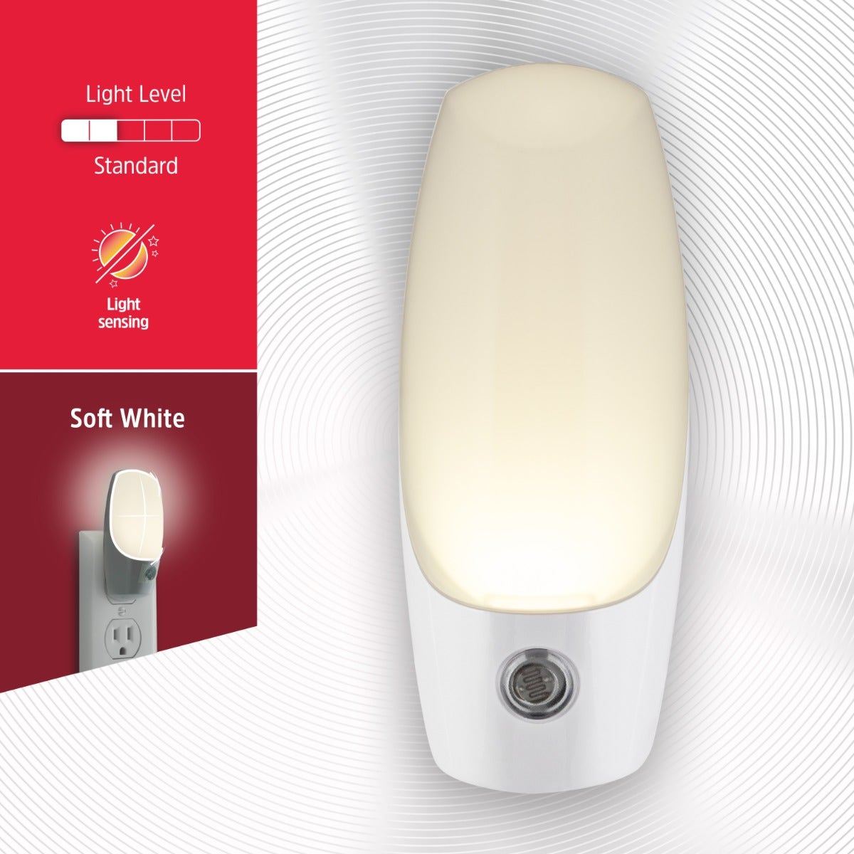 Energizer Plug-In Light Sensing LED Night Light, White