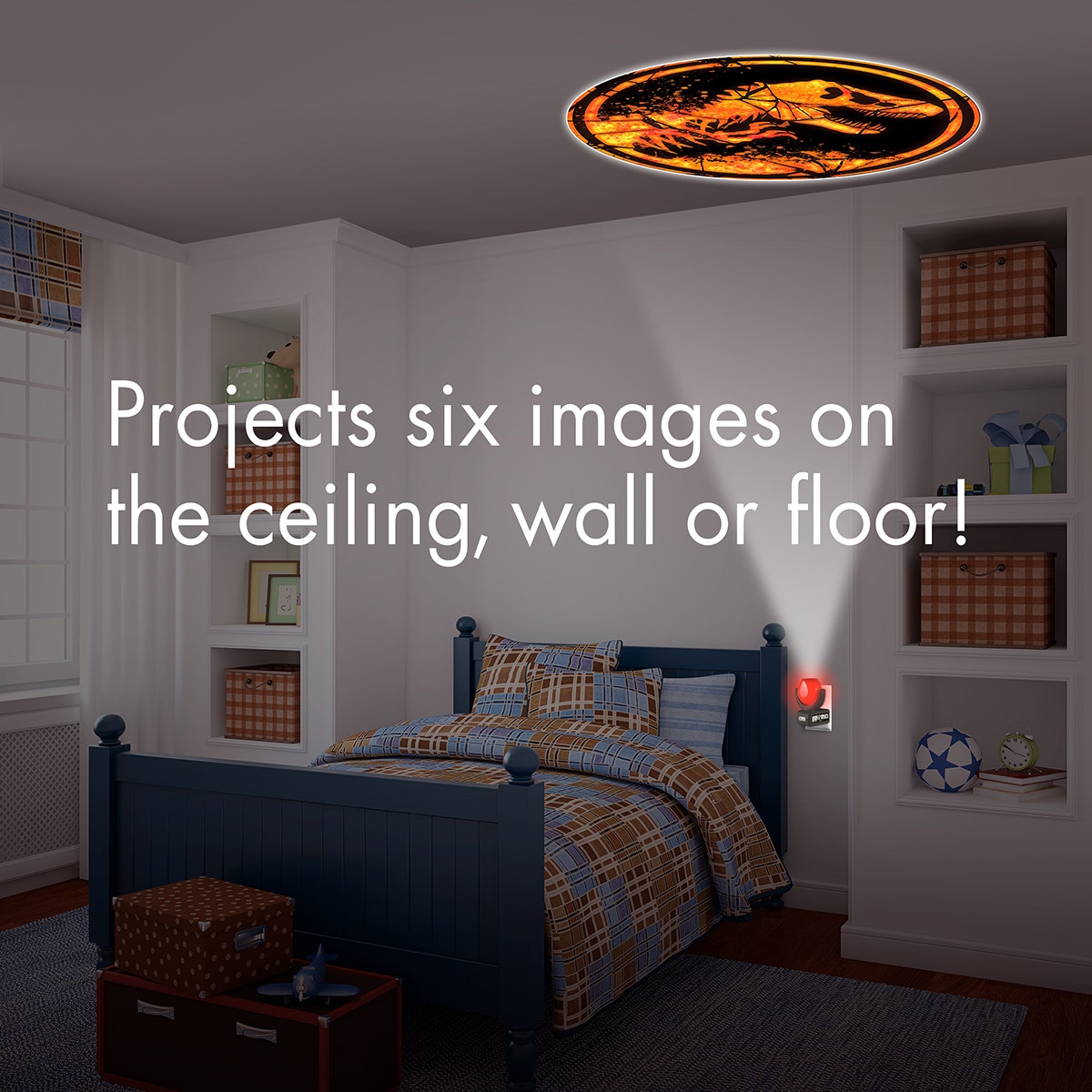 Projectables Jurassic World Light Sensing 6-Image LED Night Light, Black