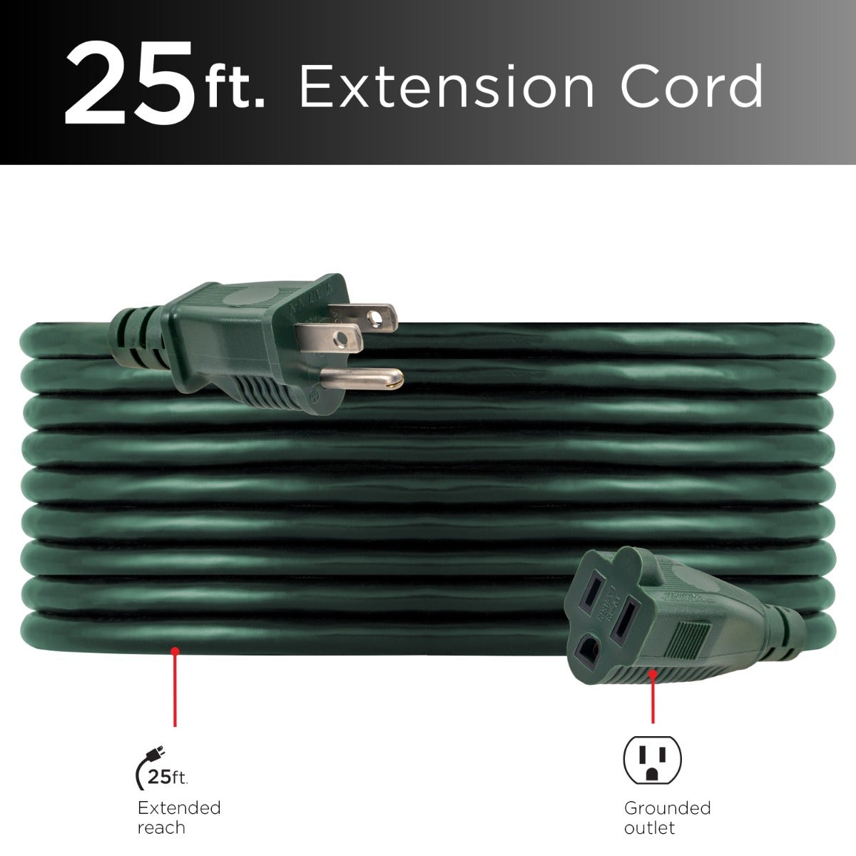 UltraPro 1-Outlet 25ft. Outdoor Extension Cord, Green