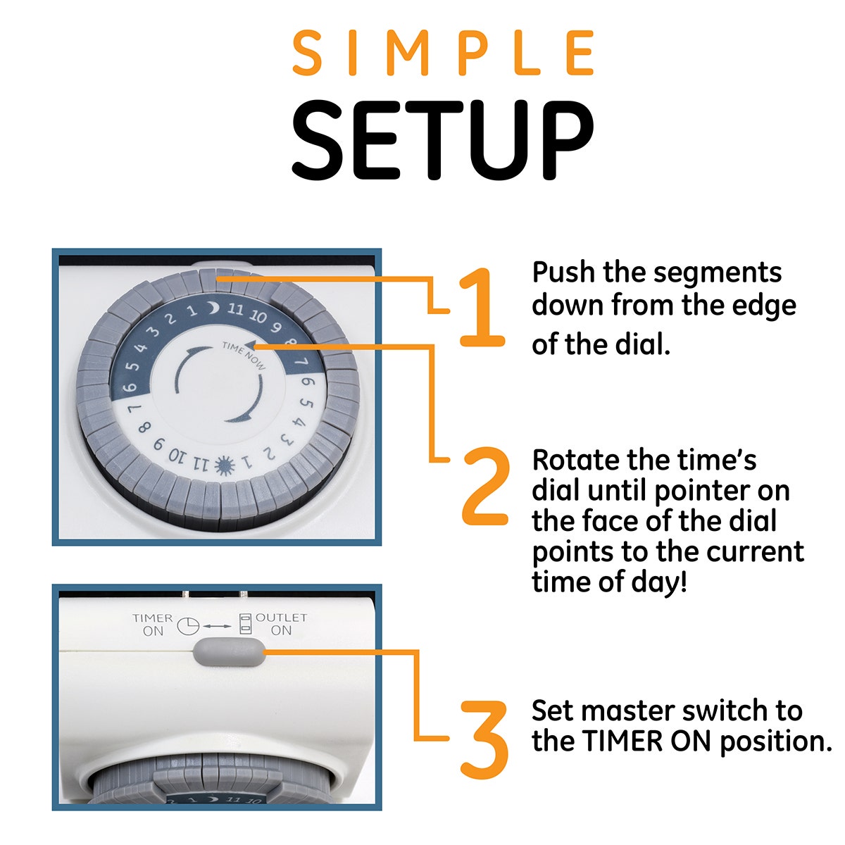 GE Indoor Plug-In 24-Hour Mechanical Timer, White, 3 Pack
