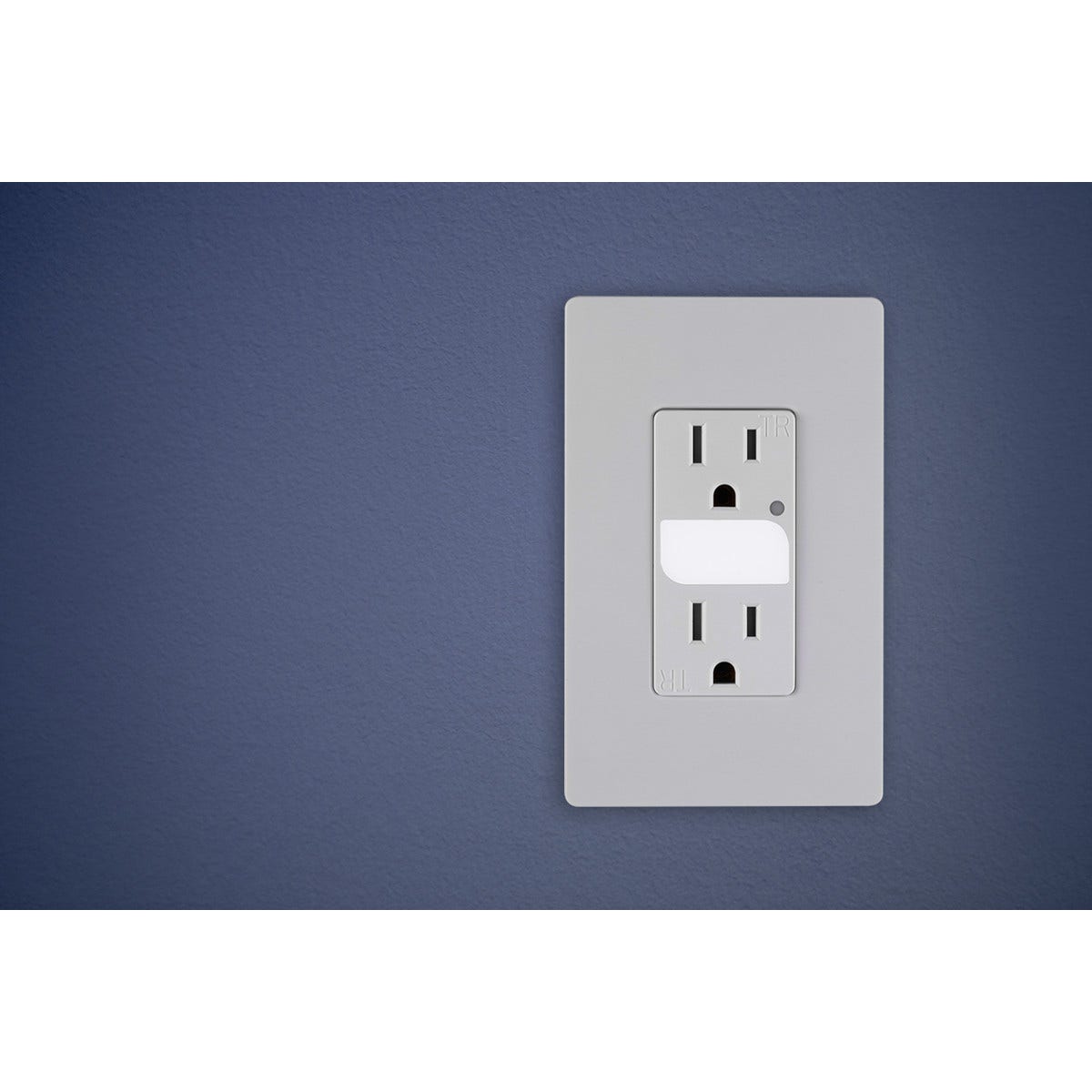 GE UltraPro Grounding Duplex Tamper Resistant Receptacle with Light Sensing Guide Light, White