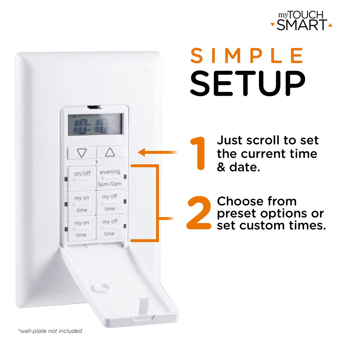 myTouchSmart Indoor In-Wall Digital Simple Set Timer, White