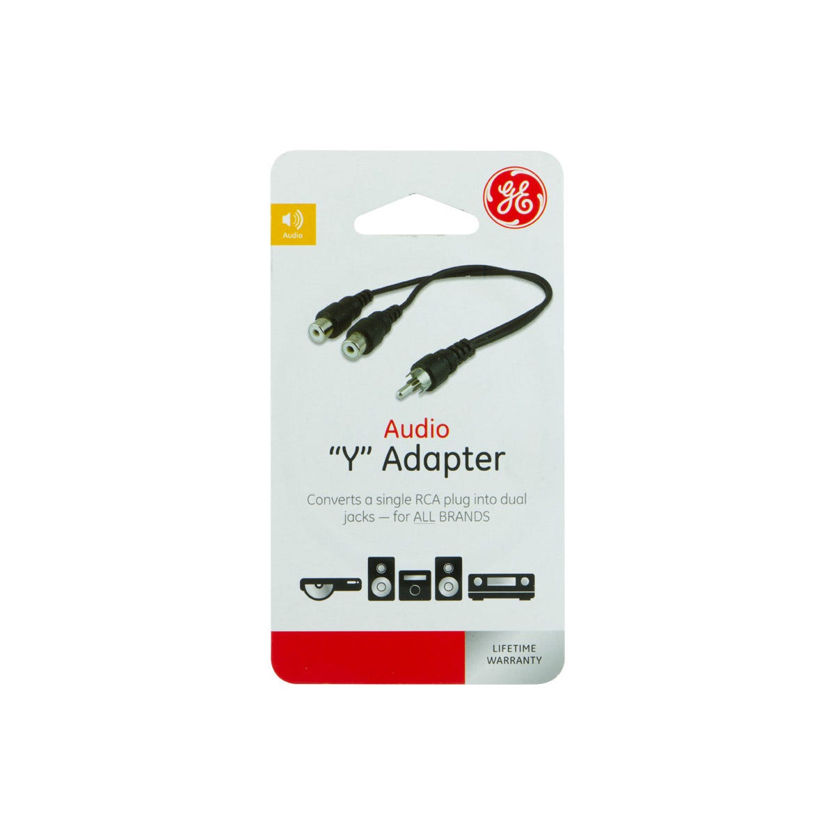 GE 2-Way RCA Audio Adapter, 6in, Black