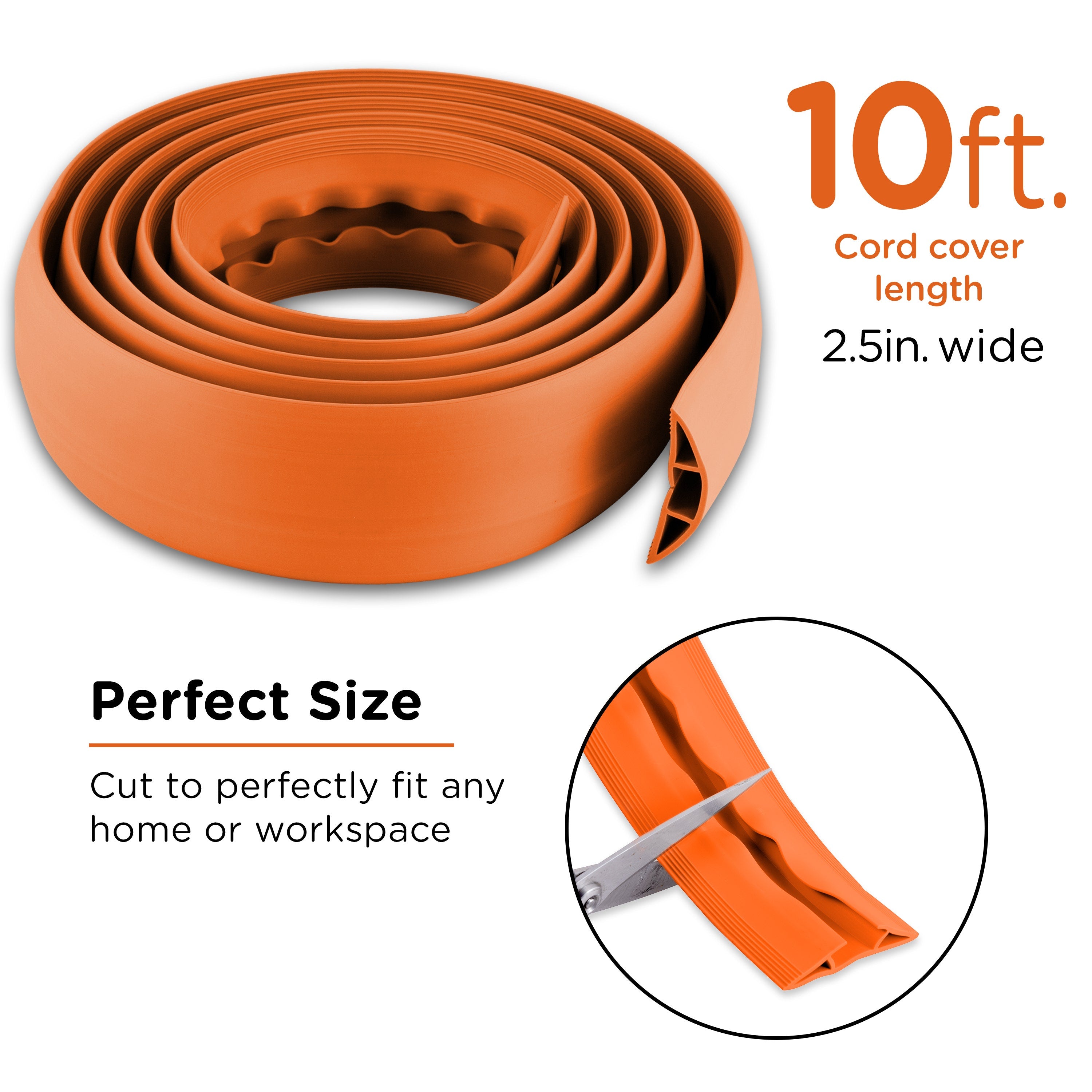 Cordinate 10ft. Cable Management Cord Cover, Orange