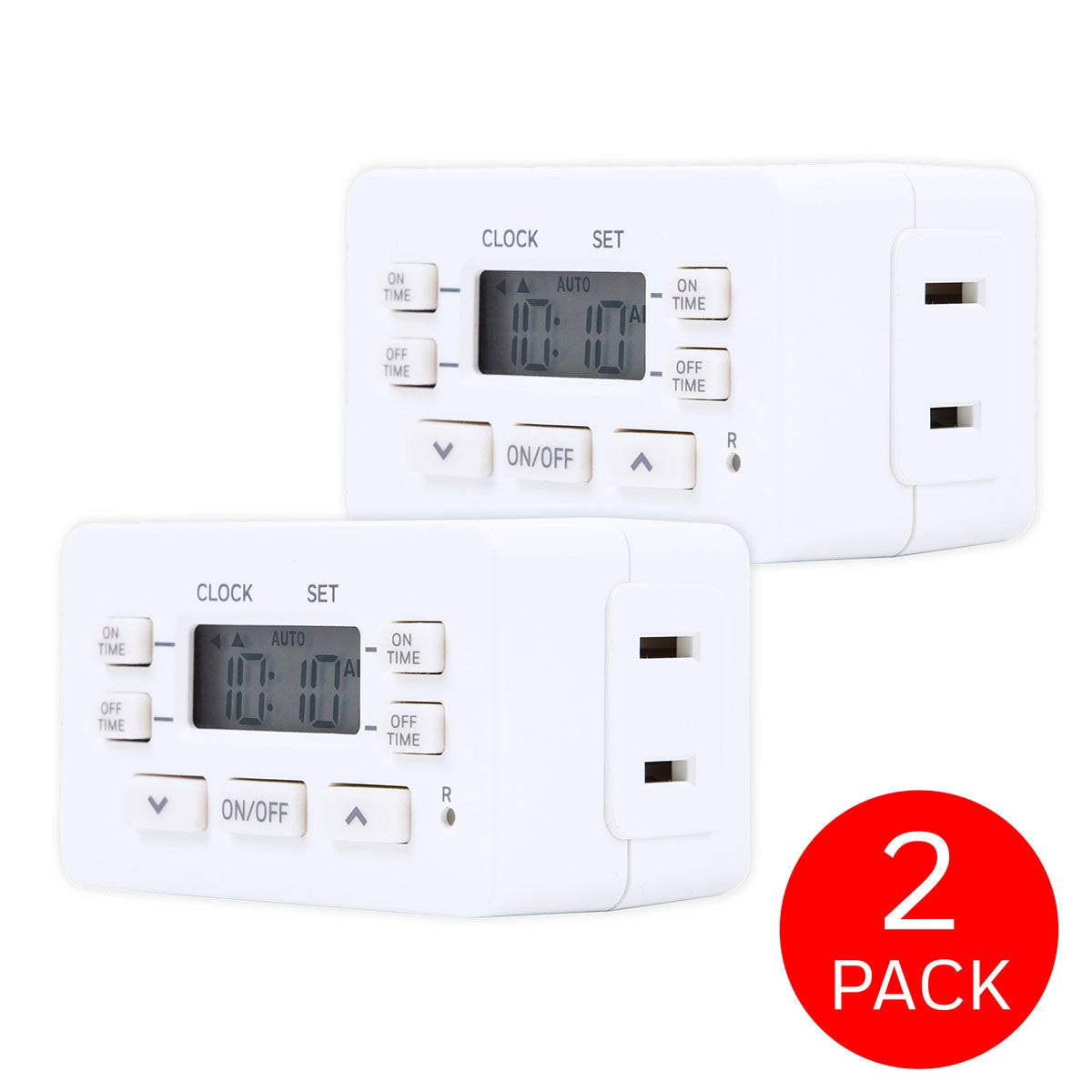 UltraPro Indoor Plug-In Single-Outlet Digital Timer, 2 pack, White
