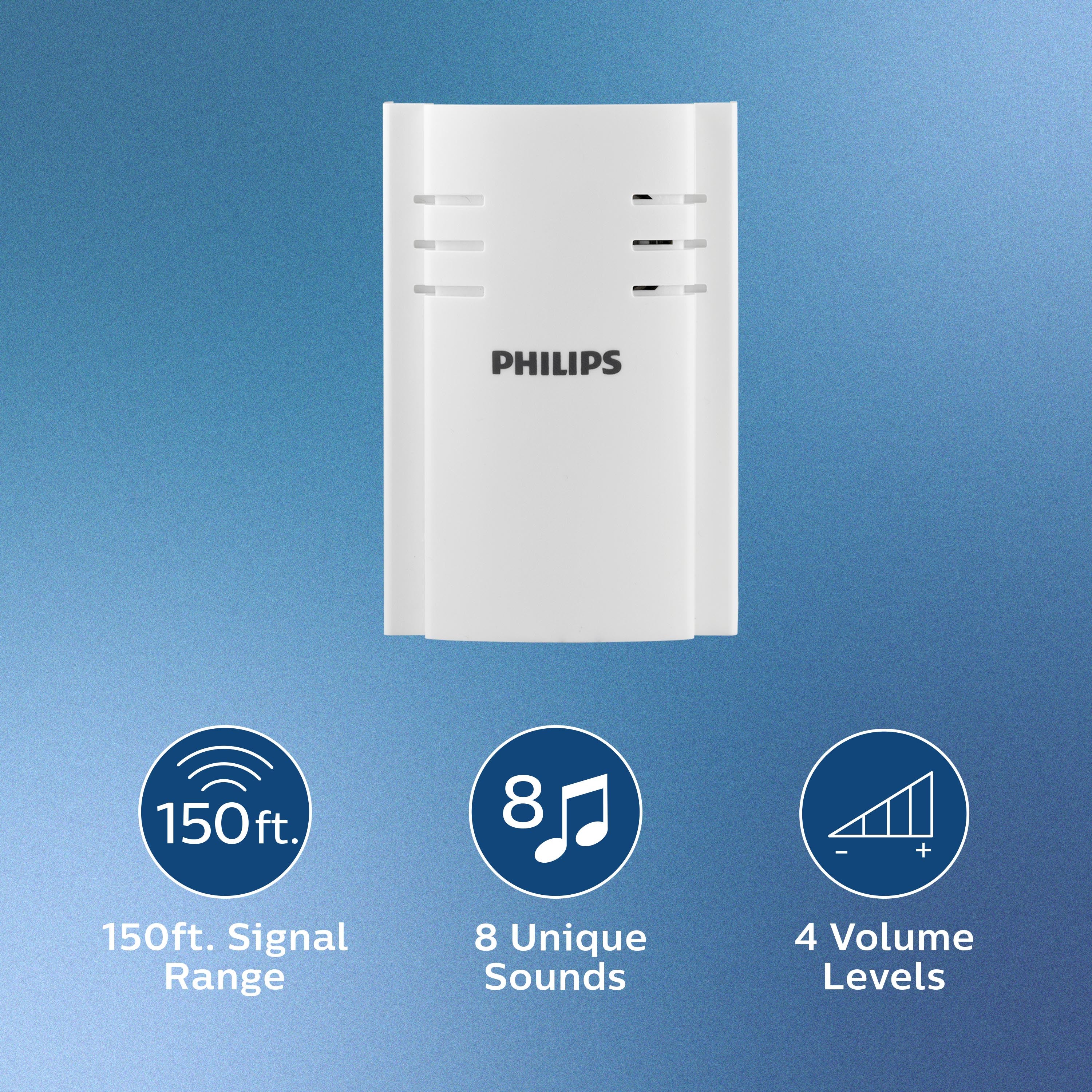 Philips Plug-in 8-Melody Doorbell Kit, White, 8-Melody, 2-Push Buttons