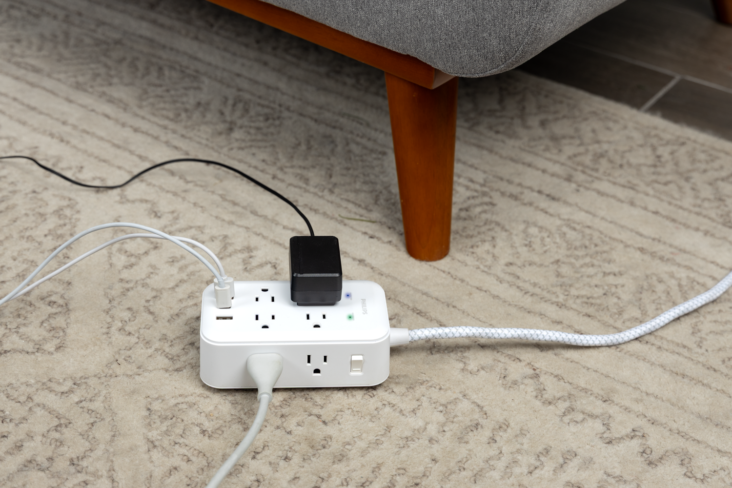 Philips 8-Outlet 6ft. Surge Protector with USB Charging, White