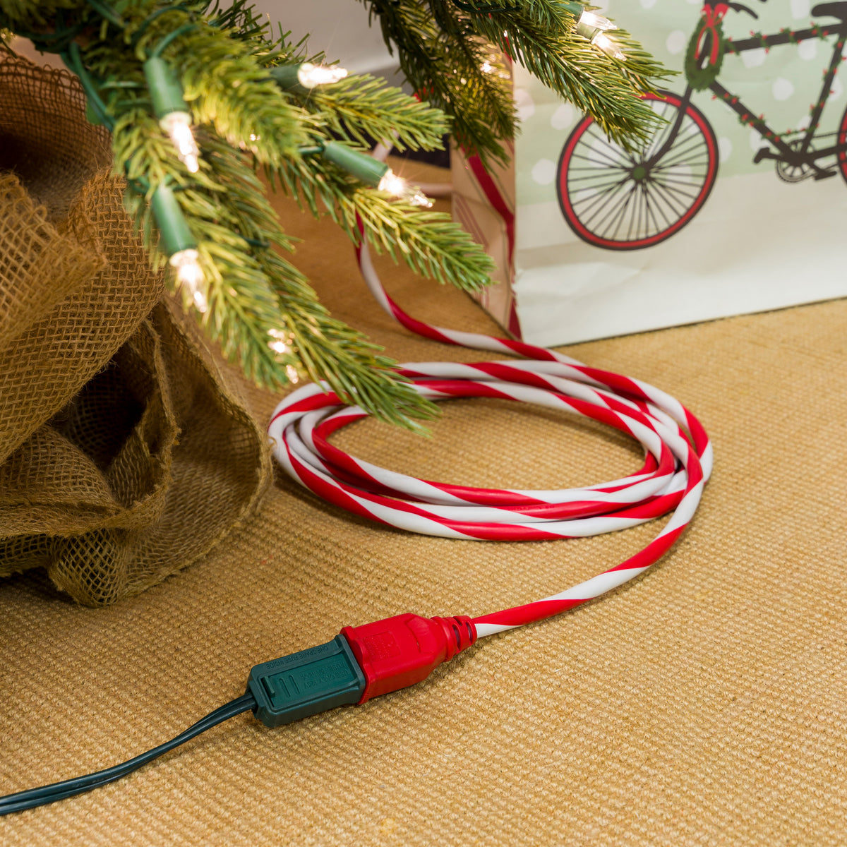 GE-branded 1-Outlet Grounded Extension Cord, 30ft., Outdoor, Candy Cane