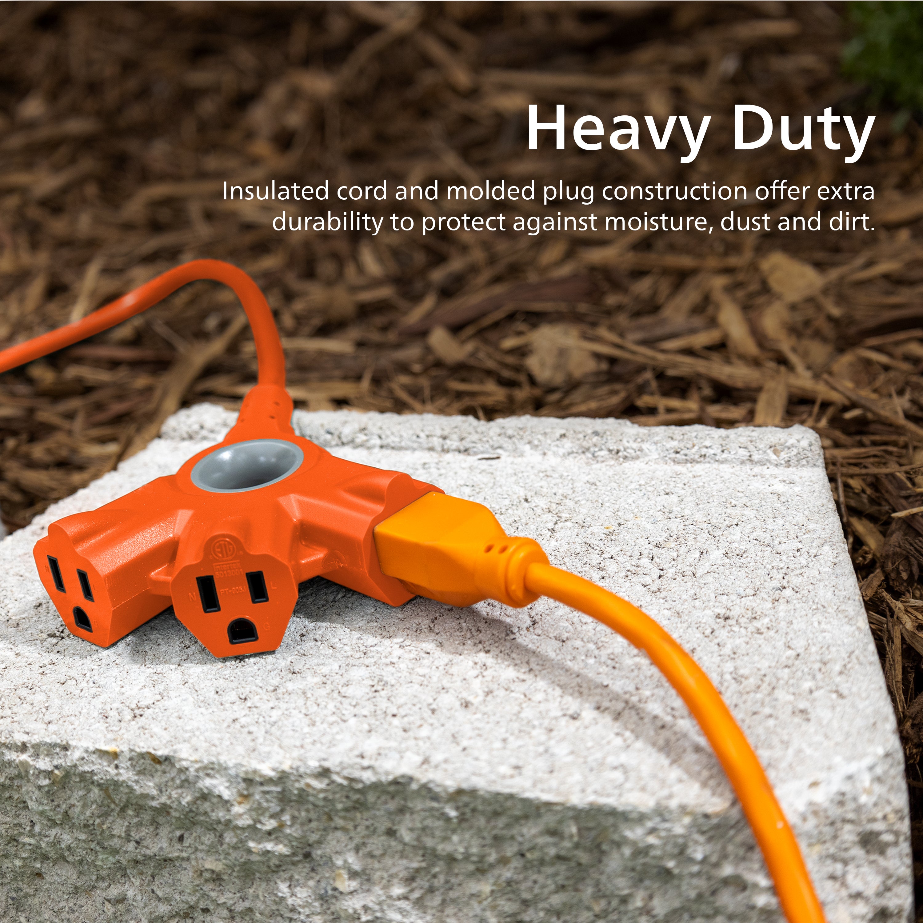 Philips EZGrip™ 3-Outlet 15ft. Indoor/Outdoor Extension Cord, Orange