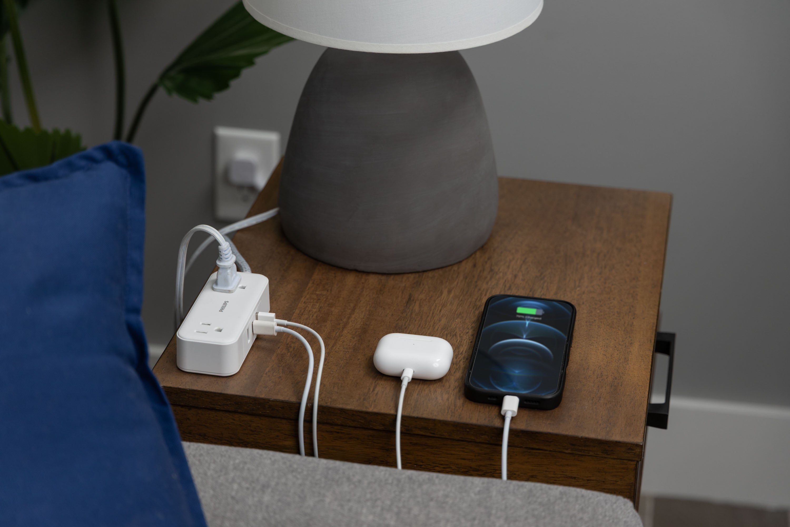 Philips 2-Outlet, 6 ft. USB-Charging Extension Cord, White/Gray