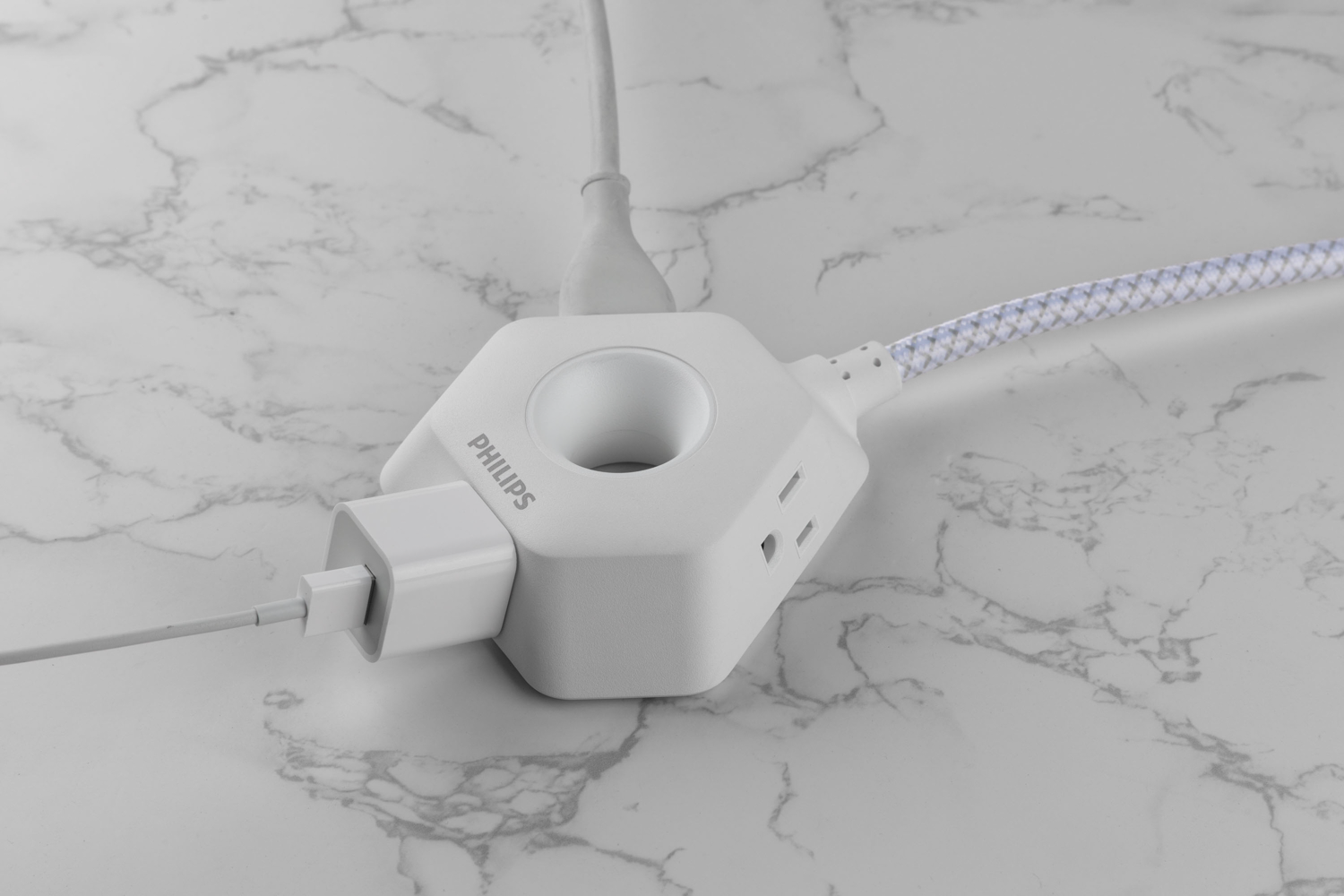 Philips EZGrip Indoor Extension Cord with Multiple 3 Prong Outlets, 4 Ft, White