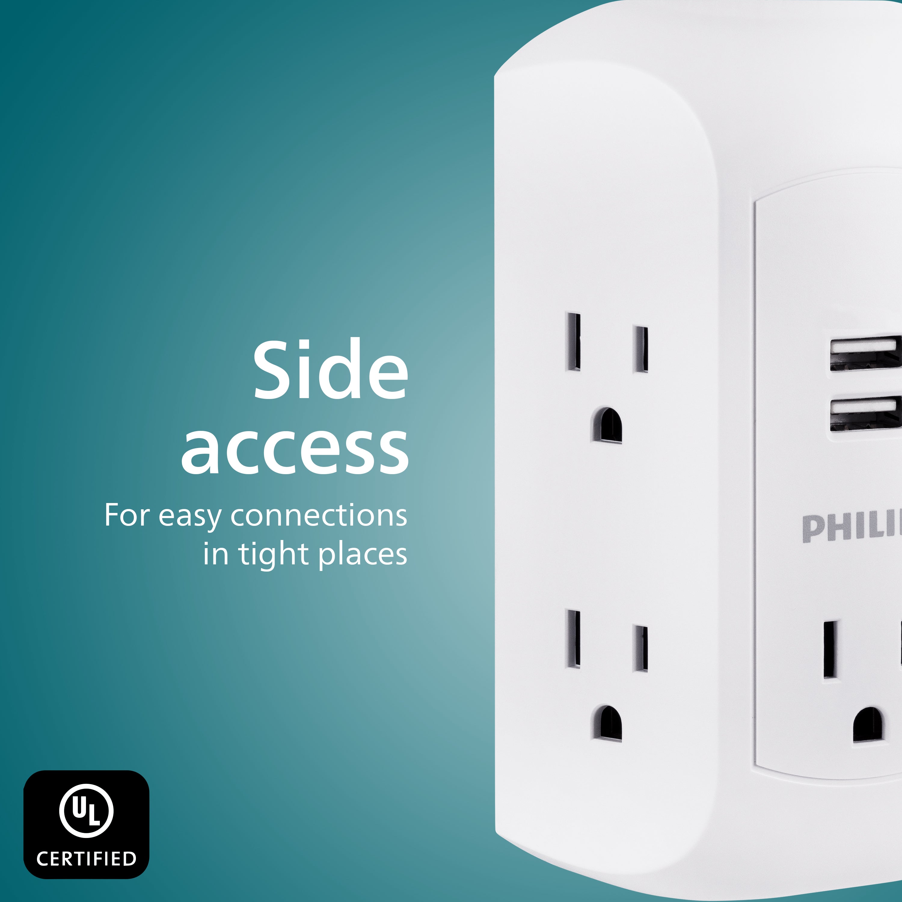 Philips 5-Outlet USB-A Charging Surge Protector