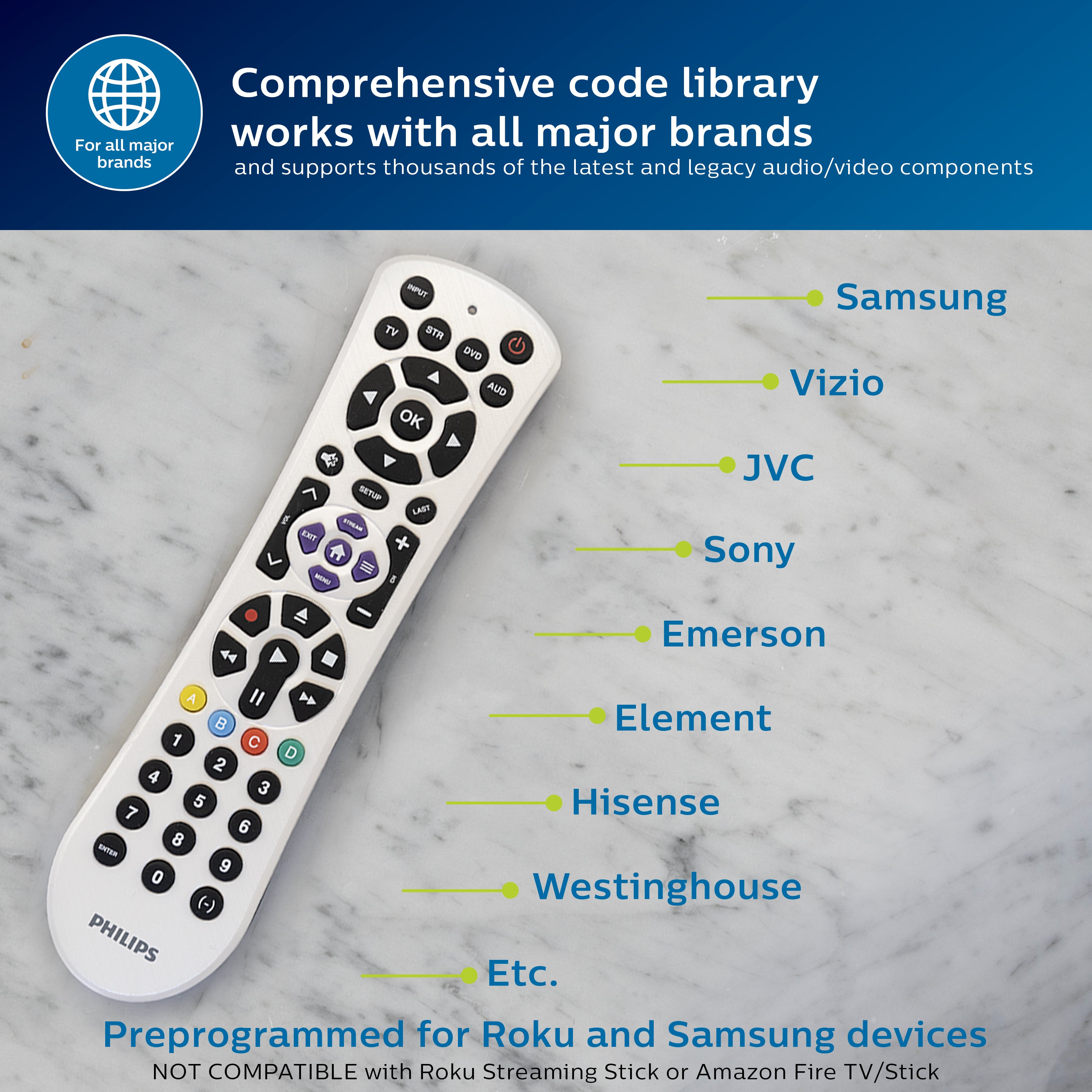 Philips 4-Device Universal Remote, Pearl White
