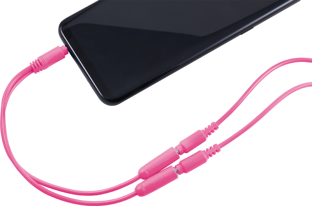 Philips Headphone Splitter (Assorted Pack of 5 colors - black, blue, green, pink, orange)