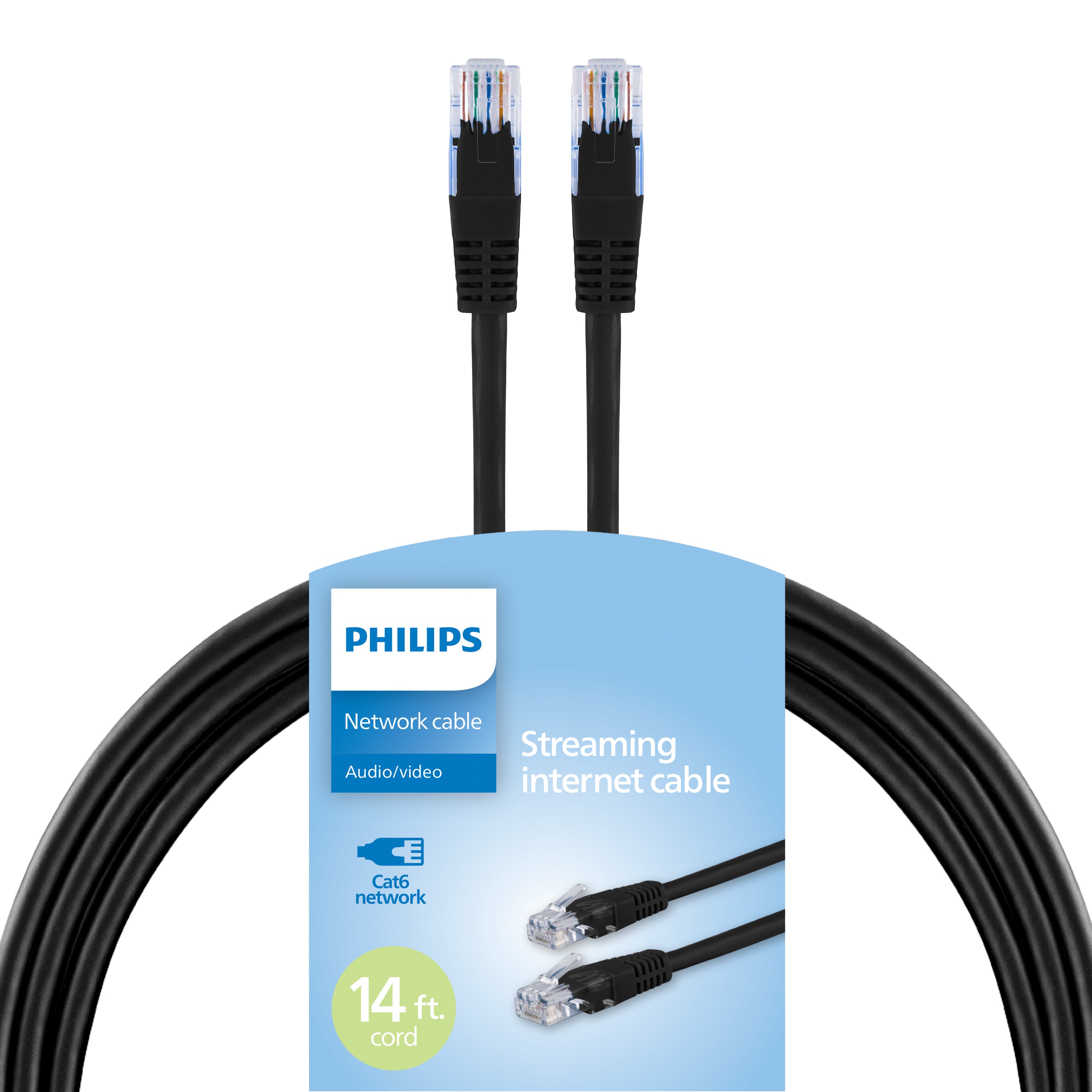 Philips Network Cable, Cat6, 14ft, Black