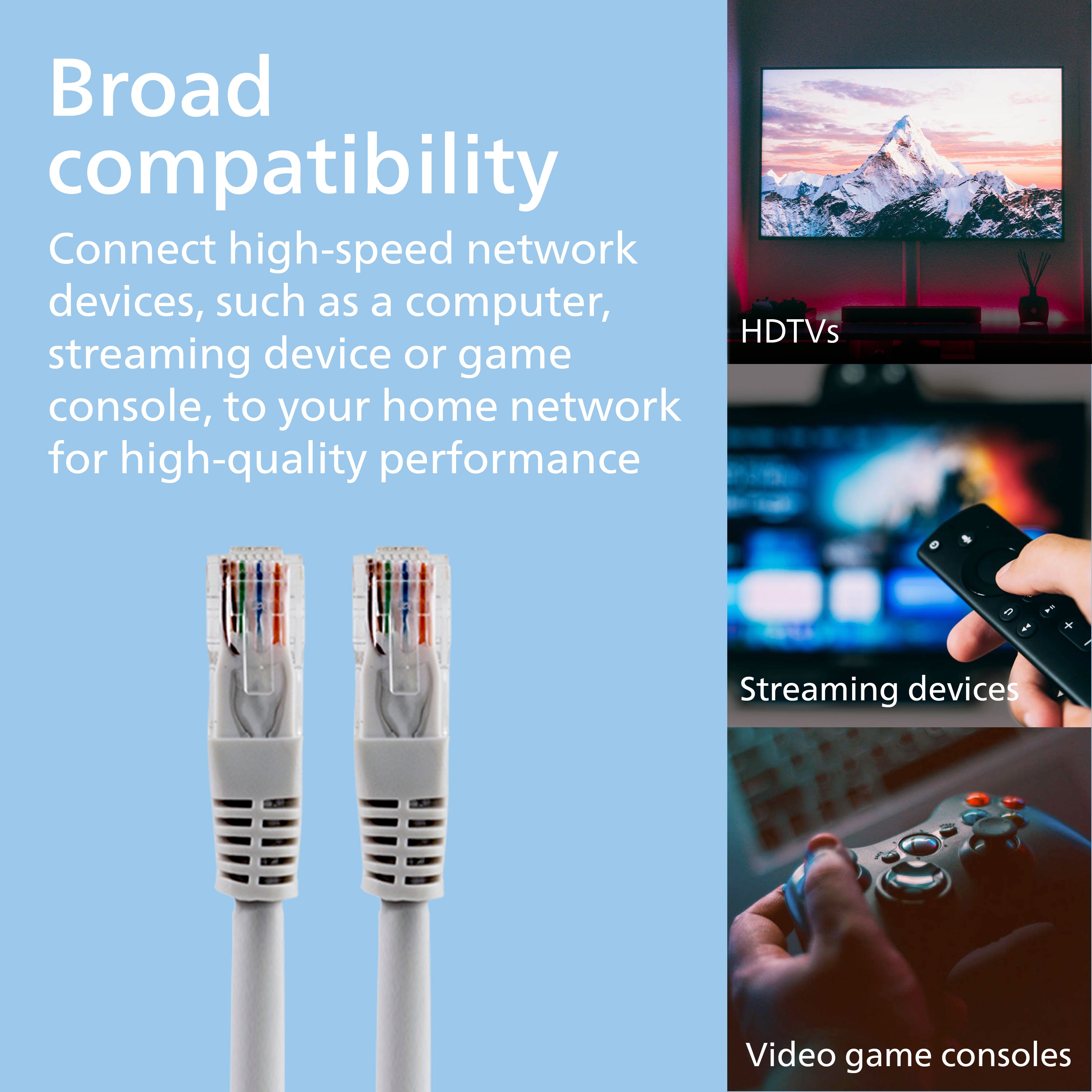 Philips Network Cable, Cat6, 25ft, Gray
