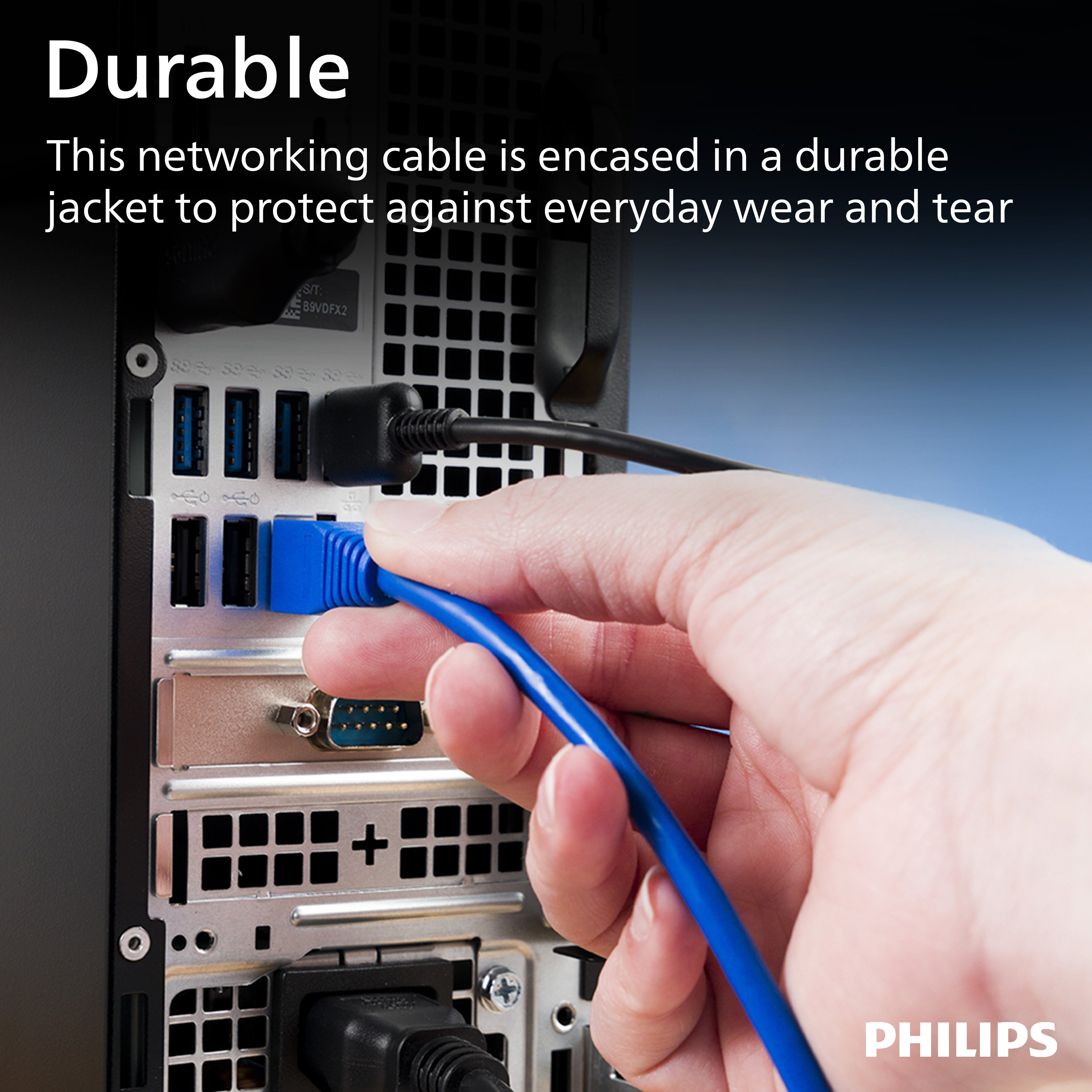 Philips Elite Cat6 Streaming Internet Cable, 7ft., Blue