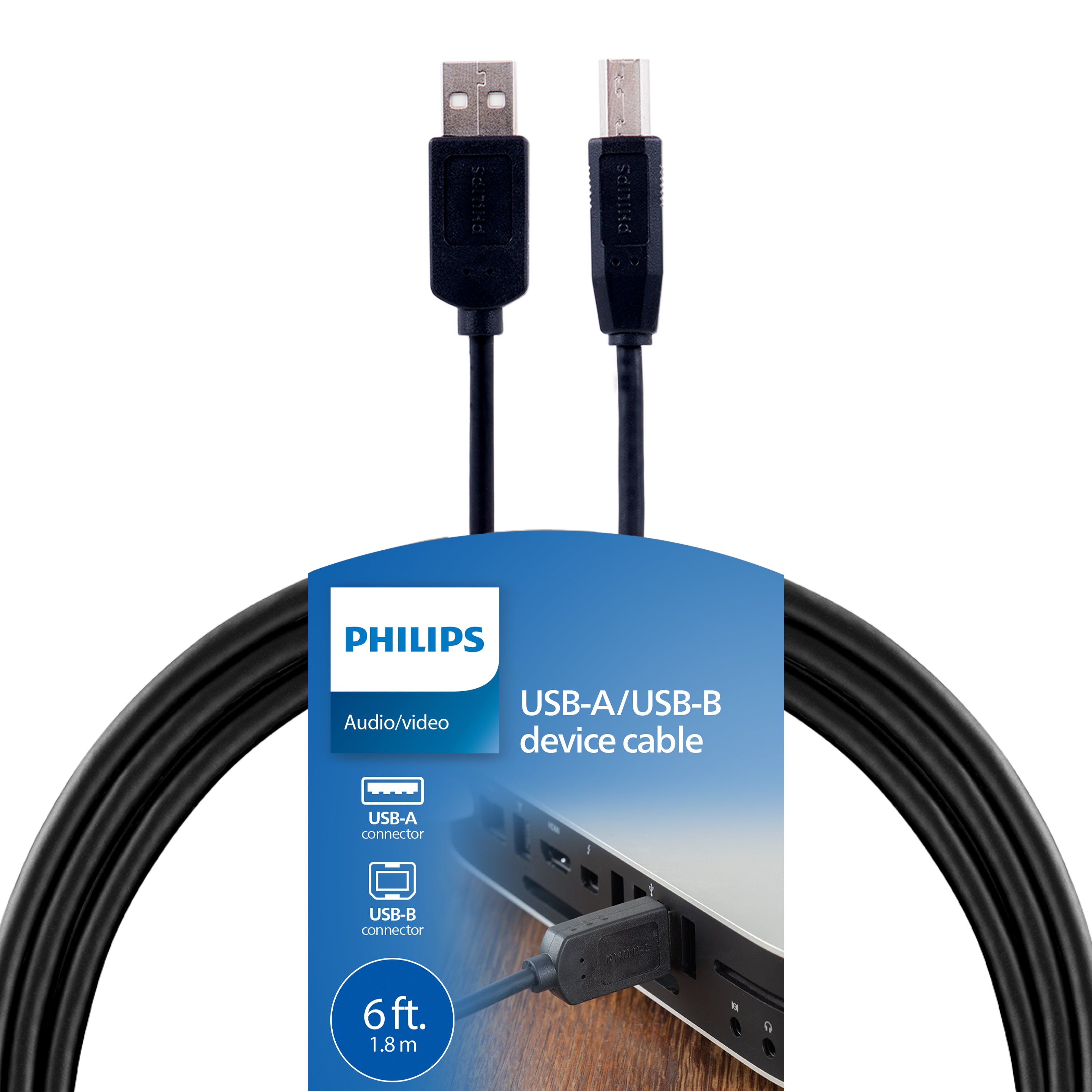 Philips USB 2.0 Device Cable, 6 ft.