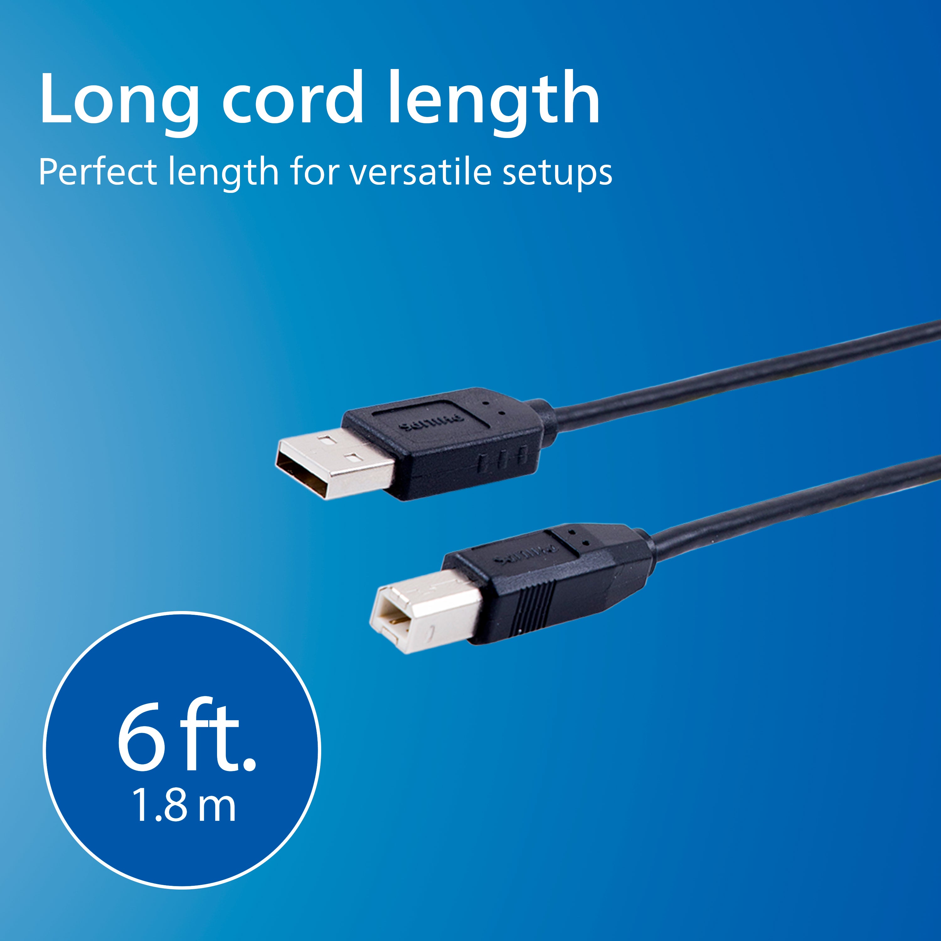 Philips USB 2.0 Device Cable, 6 ft.