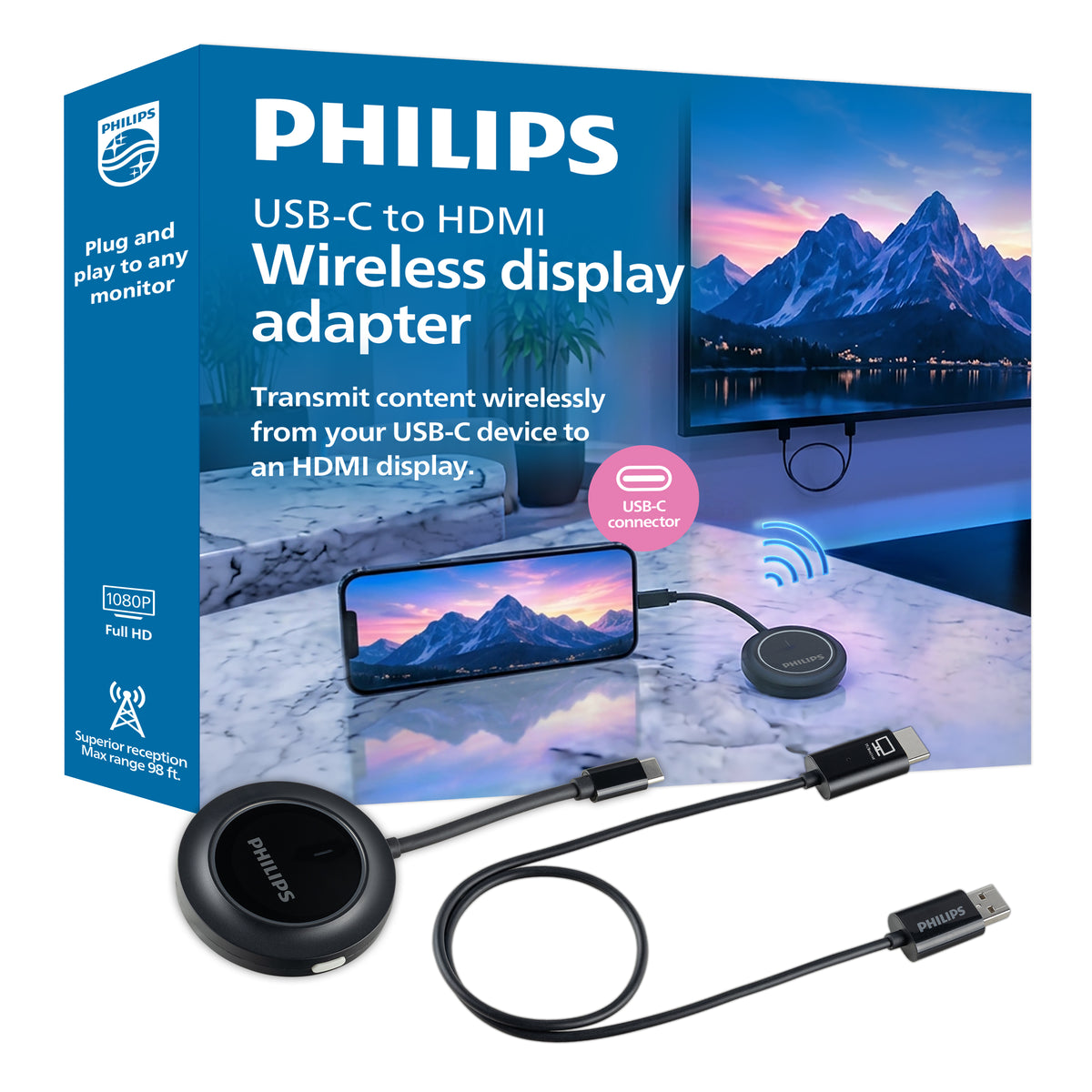 Philips Wireless USB-C to HDMI Transmitter and Receiver