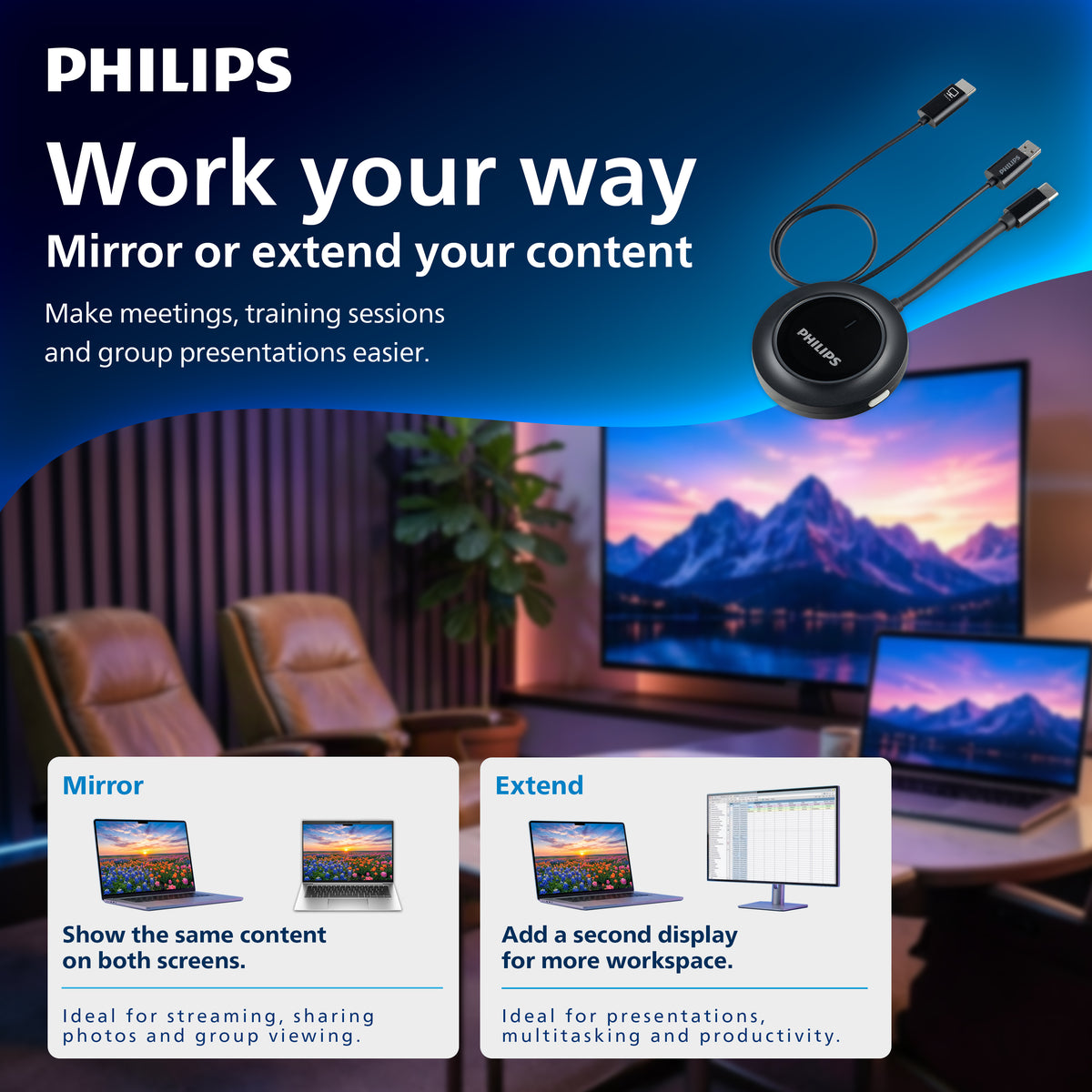 Philips Wireless USB-C to HDMI Transmitter and Receiver