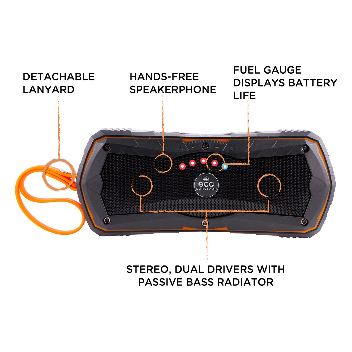 EcoSurvivor Portable USB Charging Bluetooth Speaker, Black