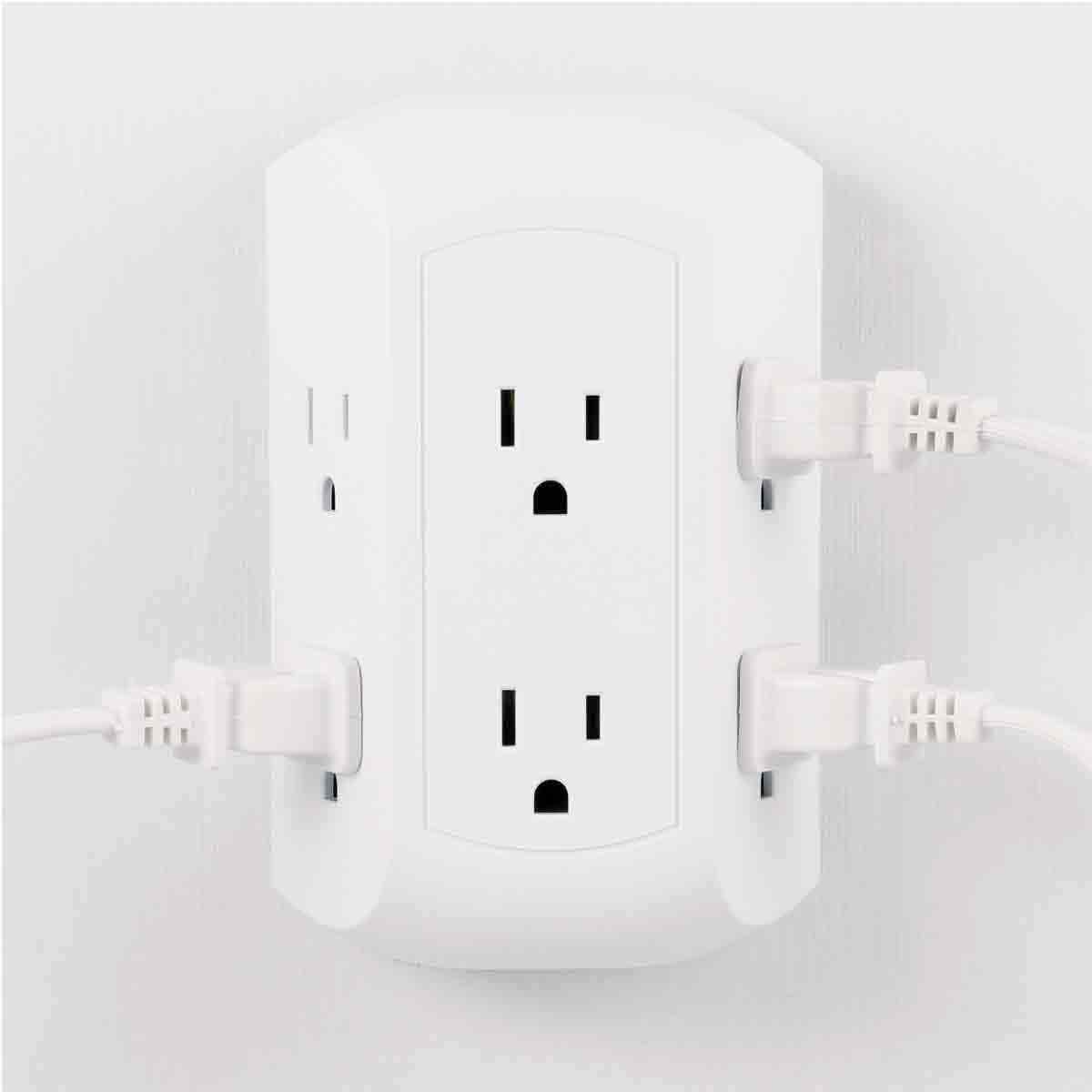 GE 6-Outlet Wall Tap with Surge Protection, White