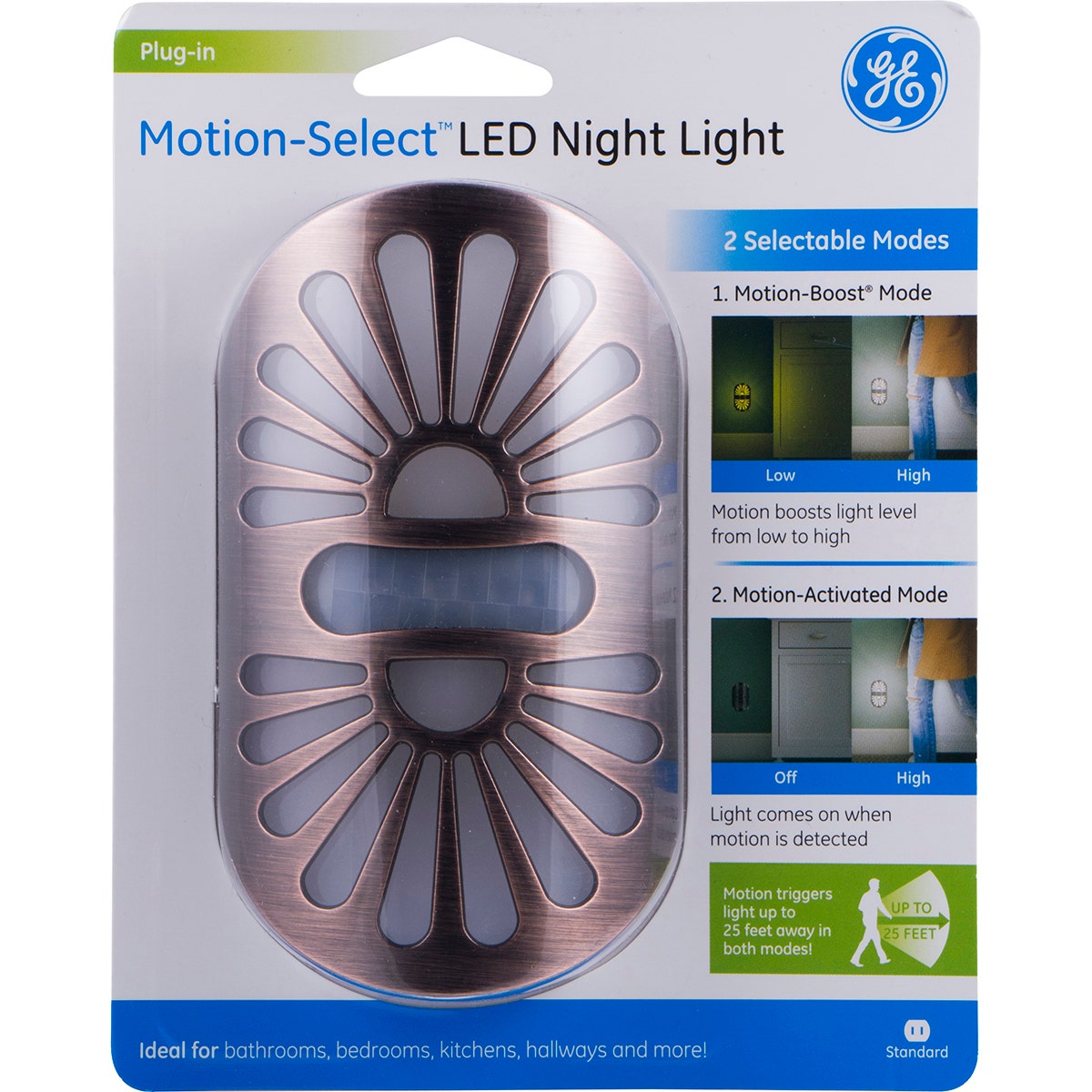 GE Enbrighten Motion-Select LED Night Light, Oil-Rubbed Bronze