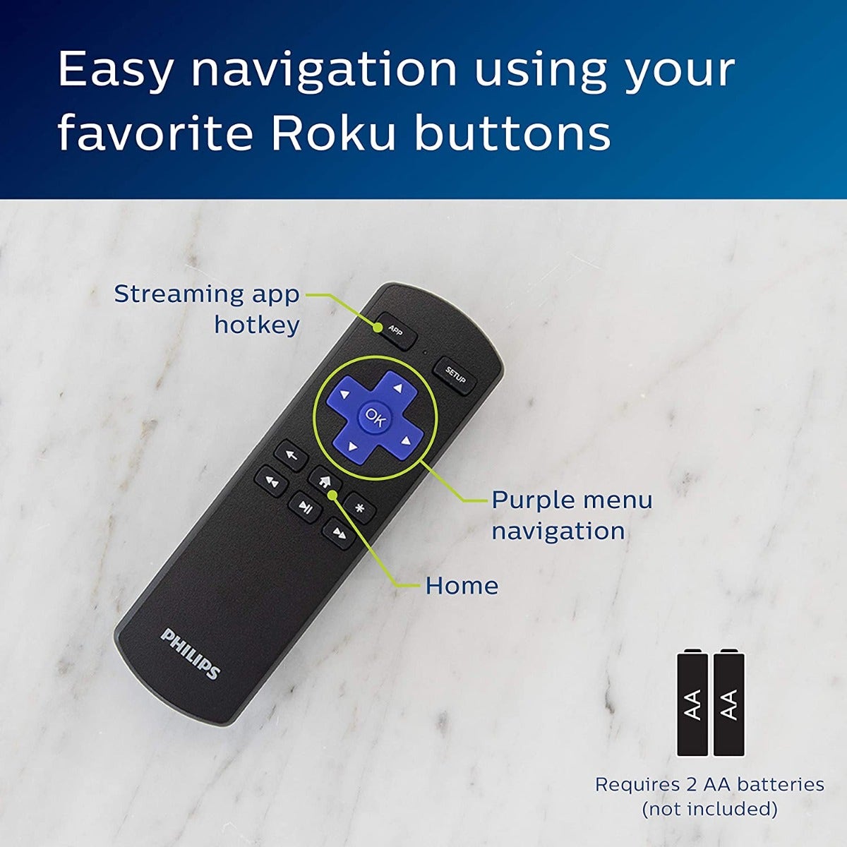 Philips Roku Replacement Remote, Black