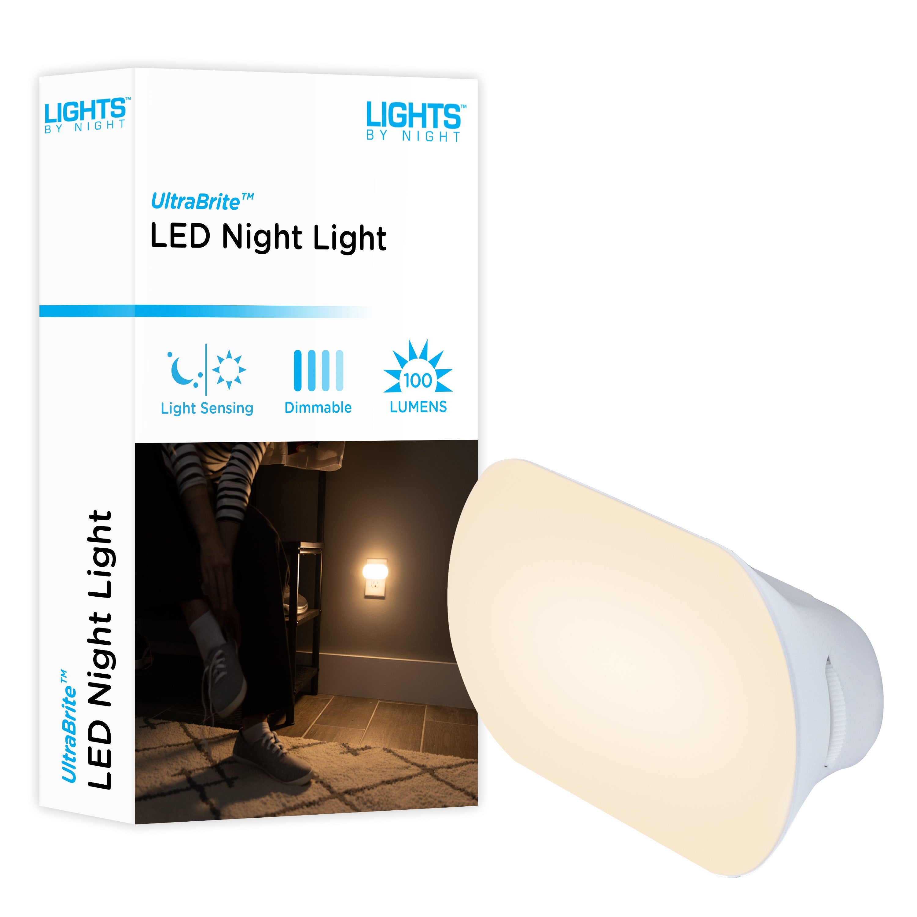 Lights by Night UltraBrite Light Sensing LED Dimmable Mini Night Light