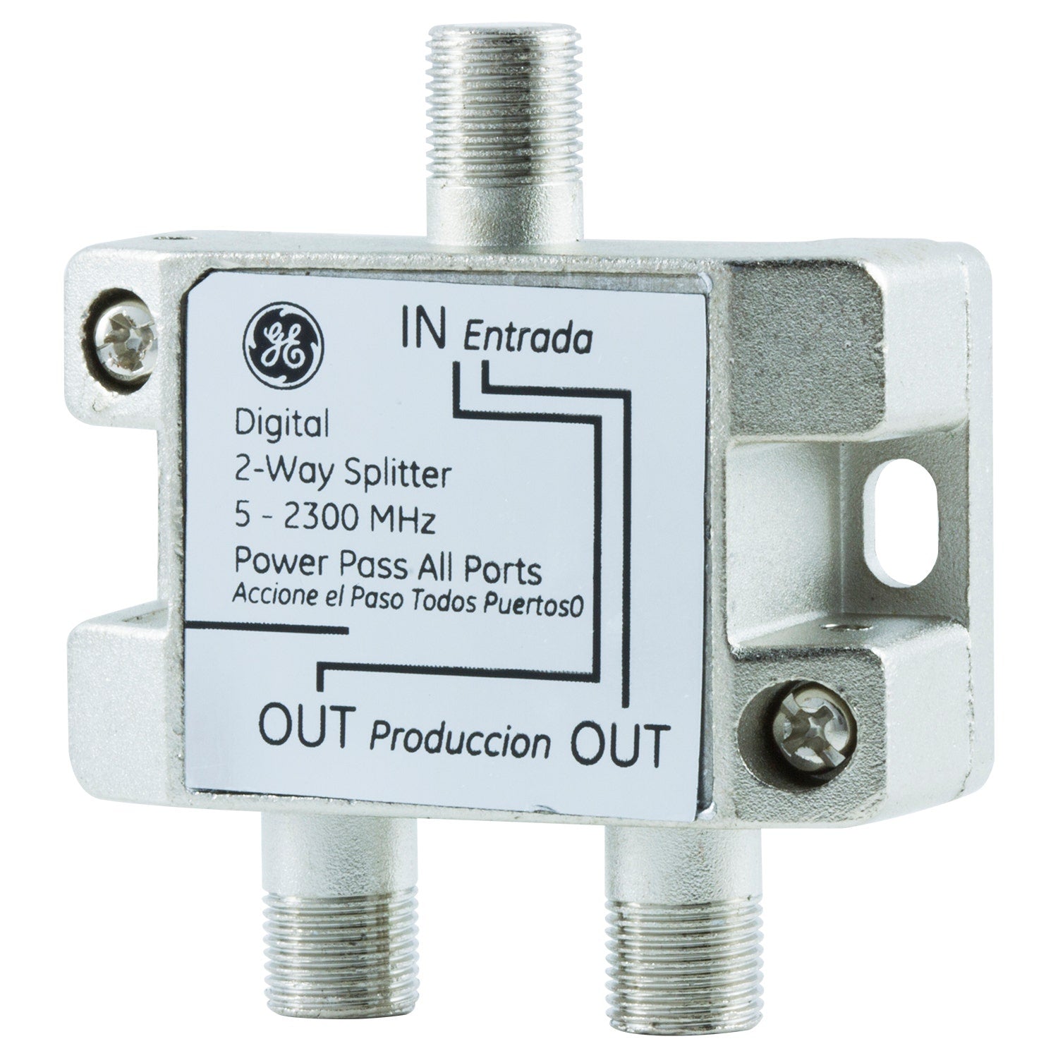 GE Digital 2-Way Coaxial Splitter, Silver