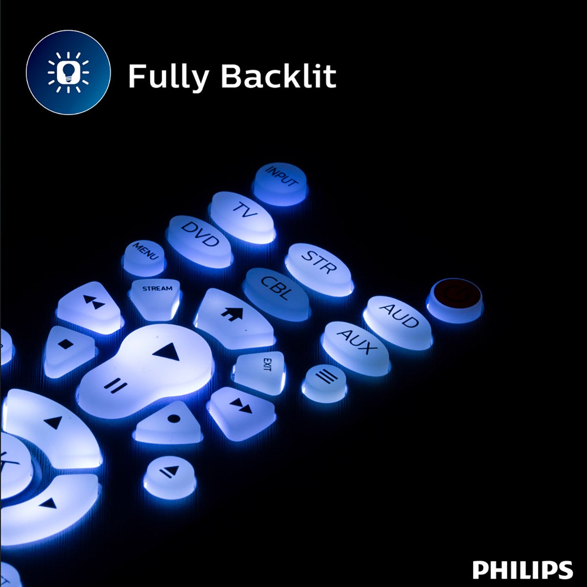 Philips Elite 6-Device Backlit Universal Remote, Brushed Silver