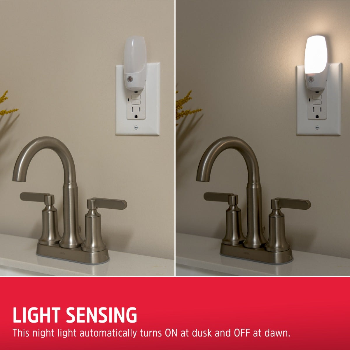 Energizer Plug-In Light Sensing LED Night Light, White