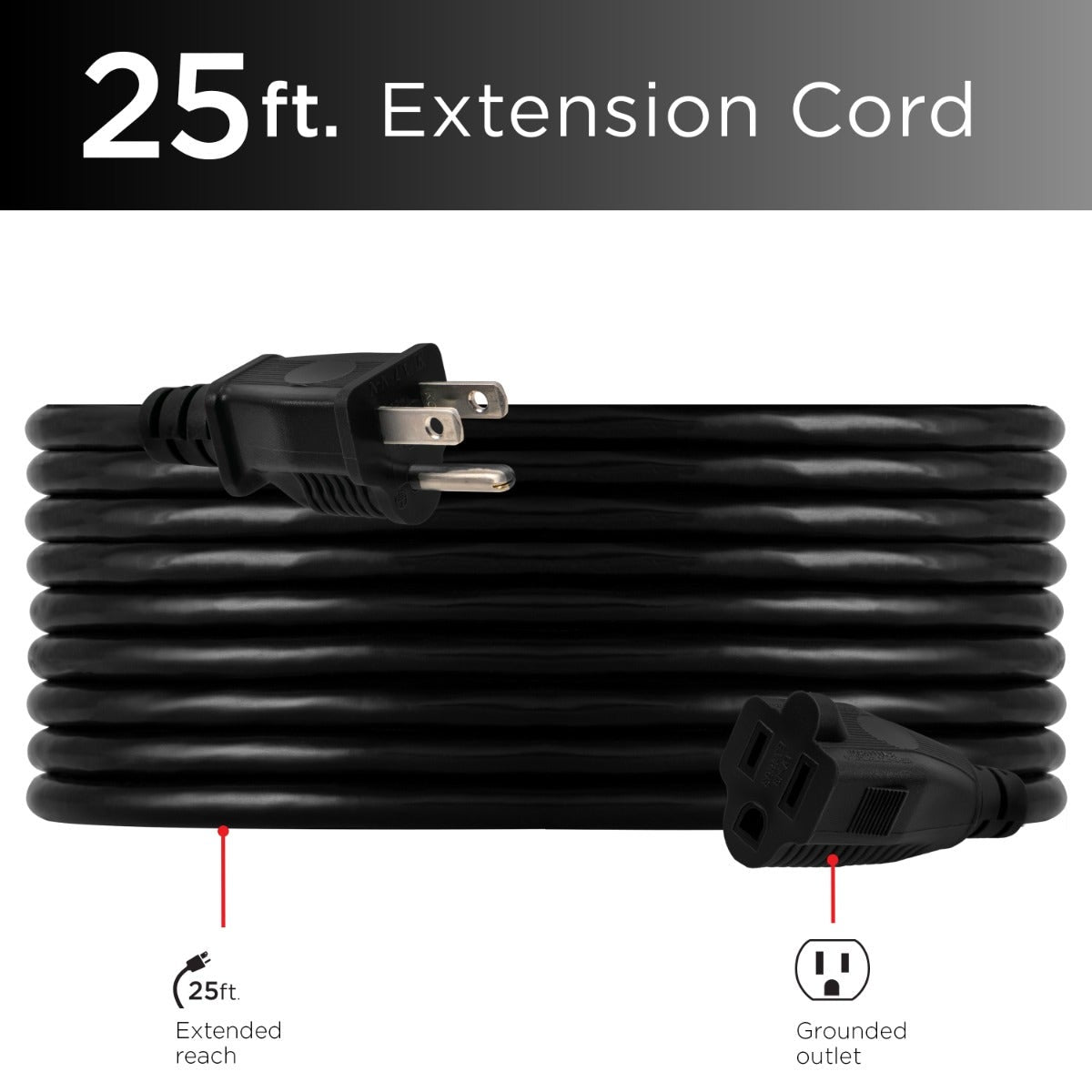 UltraPro 1-Outlet 25ft. Outdoor Extension Cord, Black