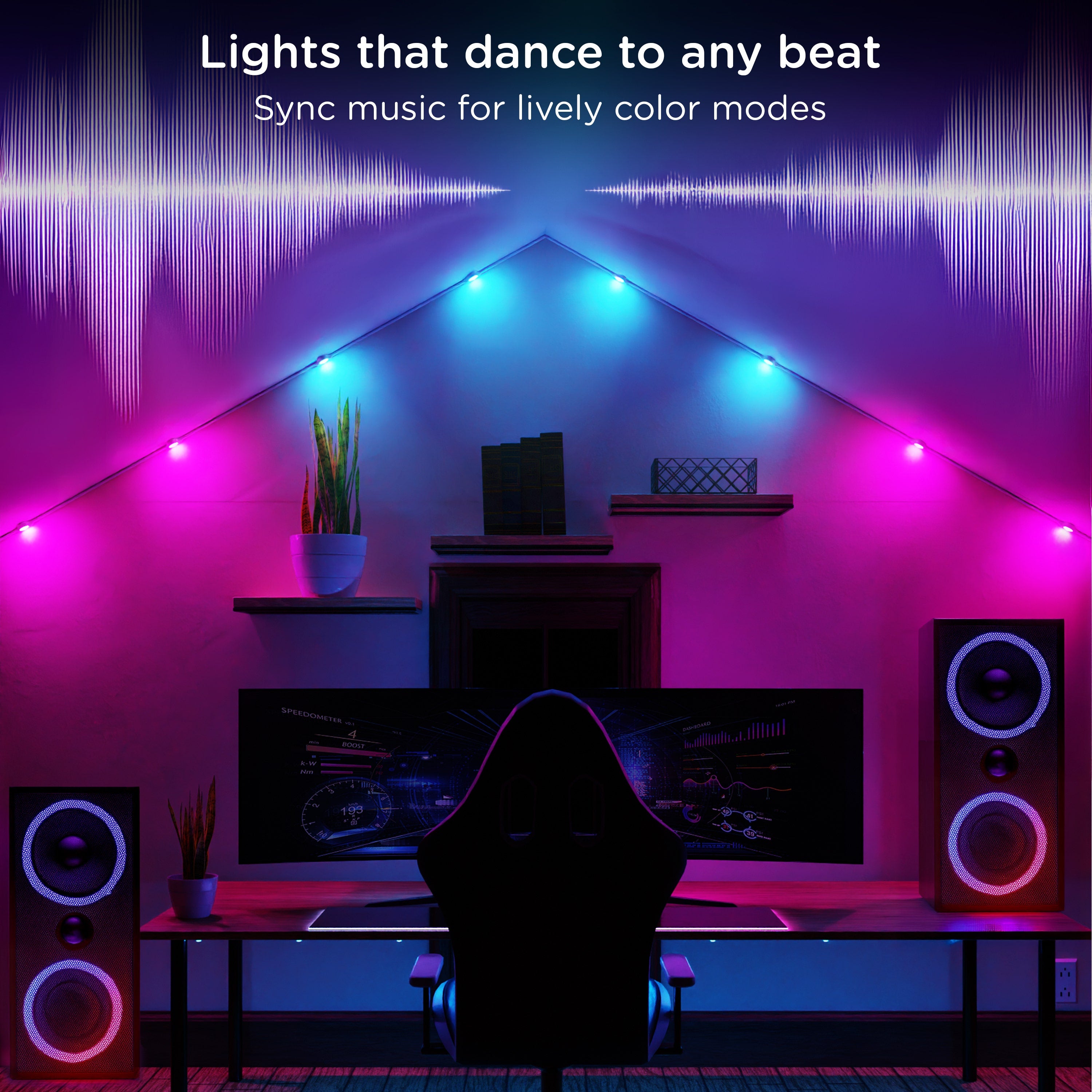 Enbrighten WiFi VIBE Spectrum Color-Changing Wall Lights 12 Lights, 12ft. White Cord