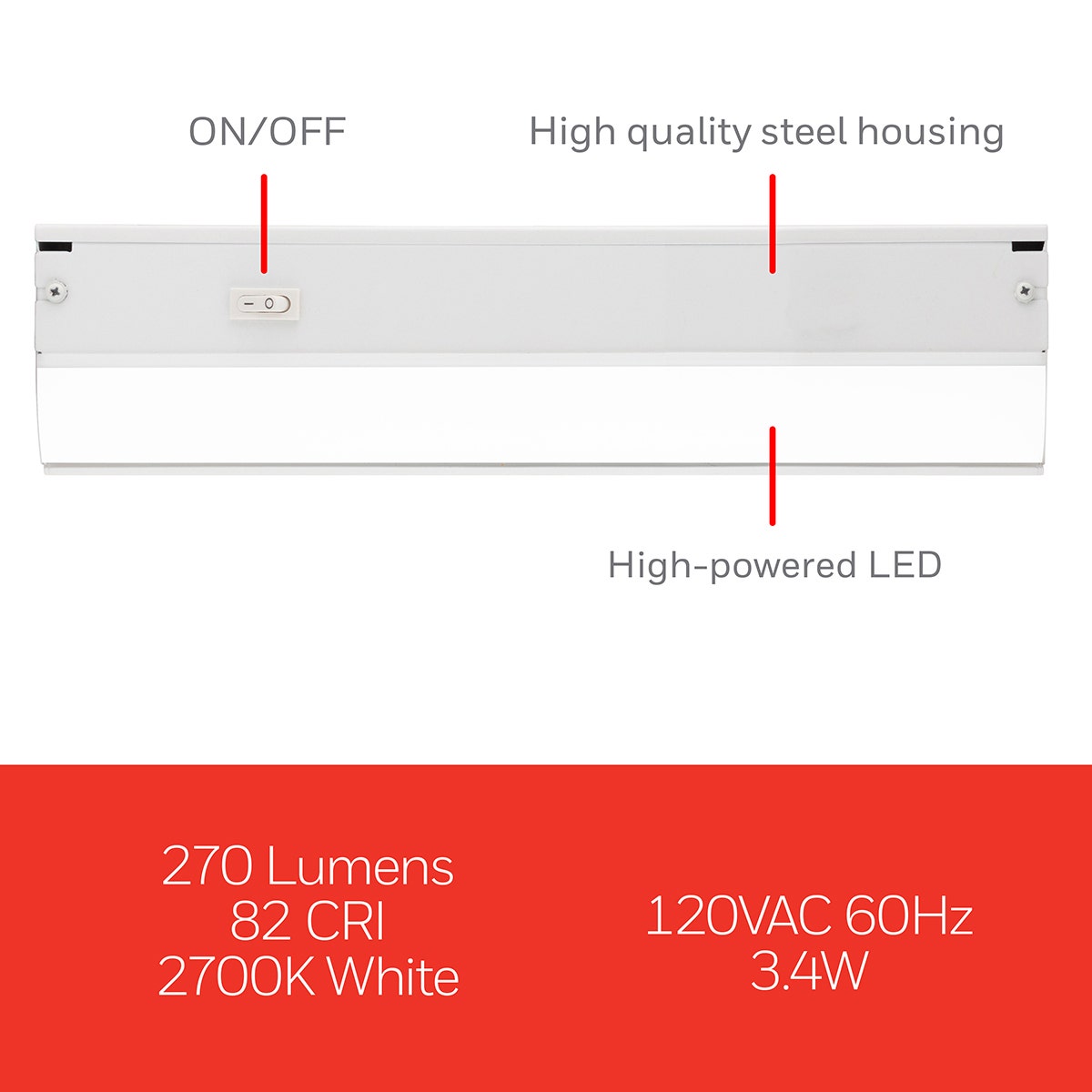 UltraPro 12in. On/Off Direct Wire LED Light Fixture