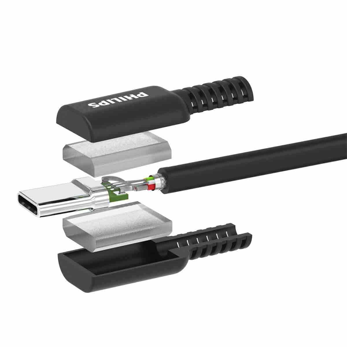 Philips 6ft. USB-C to USB-A Charging Cable, Black