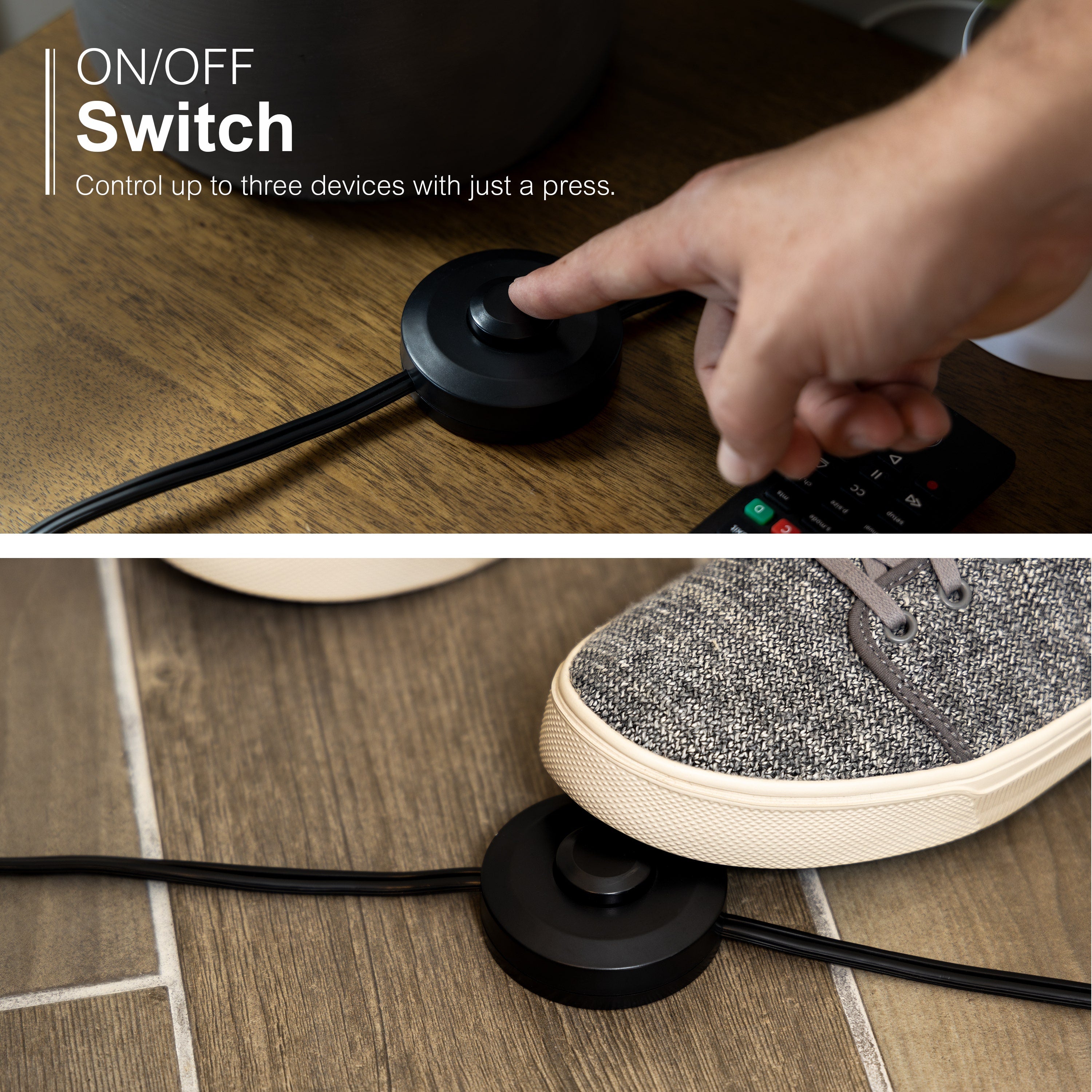 GE 3-Outlet 9ft. Extension Cord with Footswitch, Black