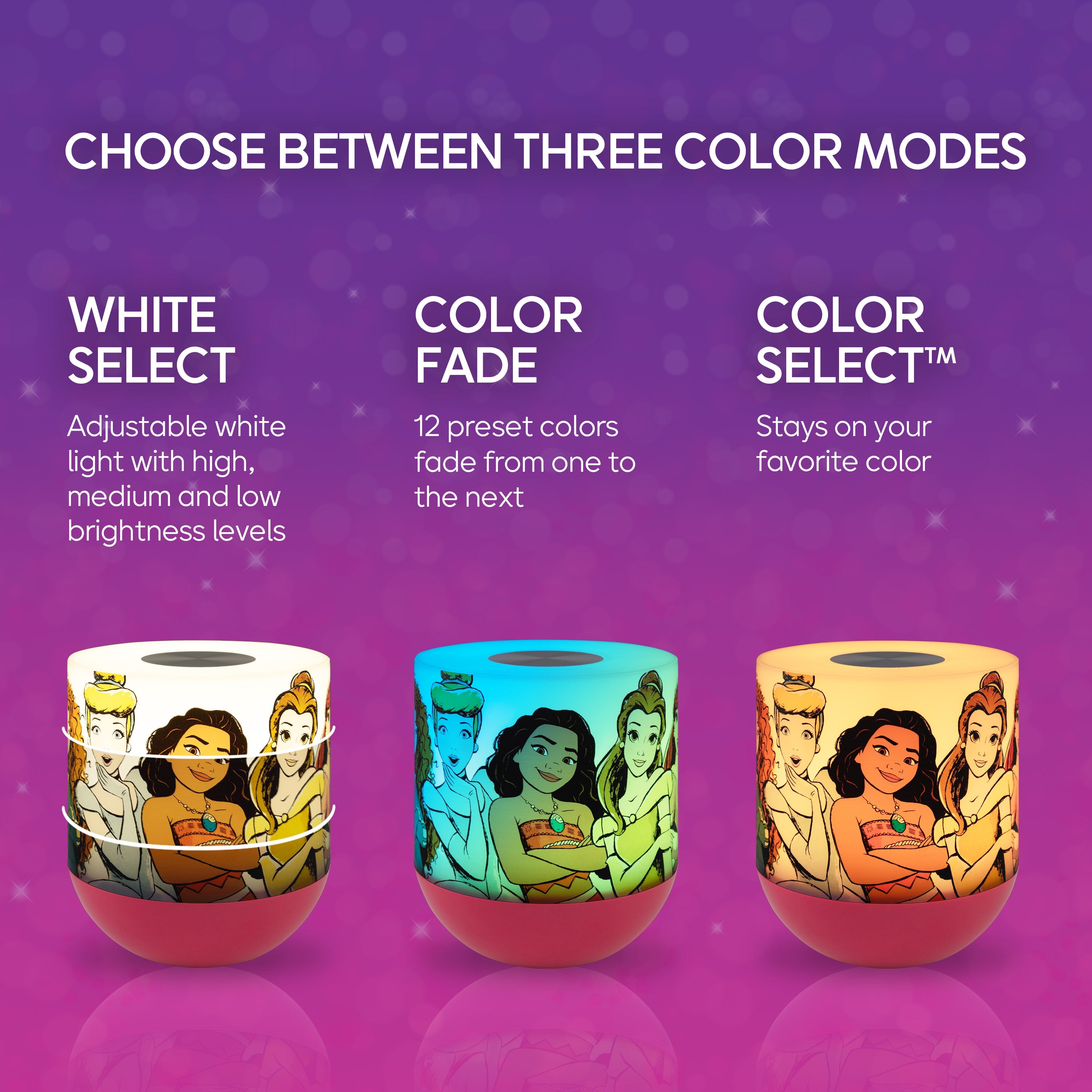 Disney Princess Color Changing Tabletop LED Lamp Night Light, Red
