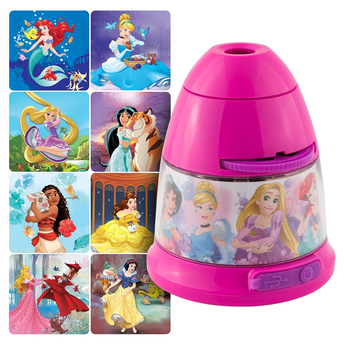 Projectables Disney Princesses Tabletop 8-Image LED Night Light, Pink