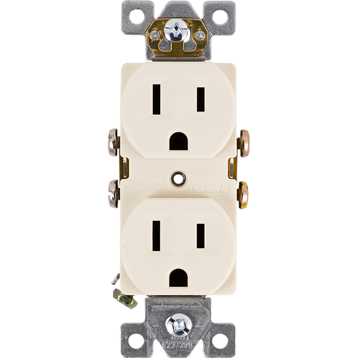 GE UltraPro Grounding Duplex Heavy-Duty Receptacle, Light Almond
