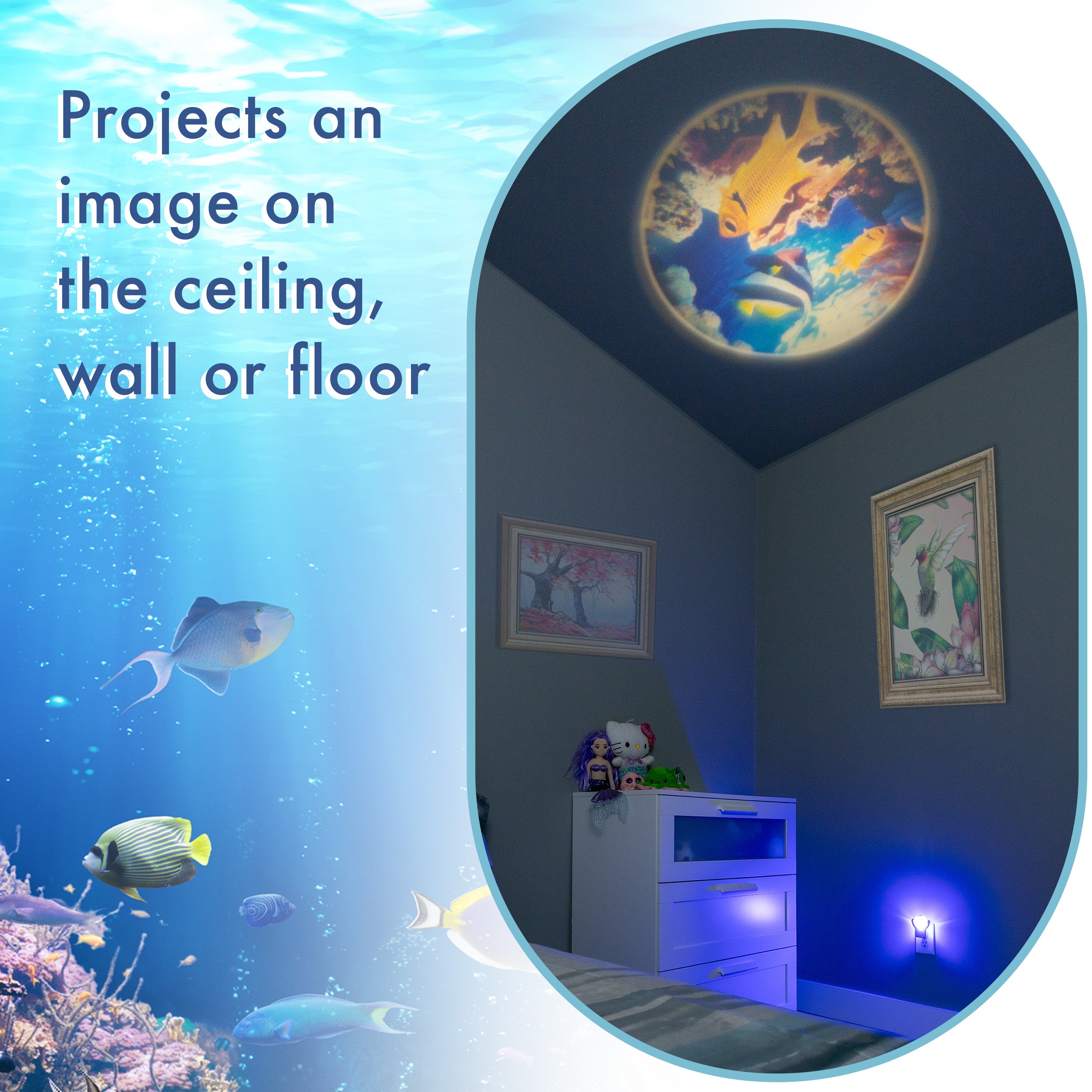 Projectables Tropical Fish Light Sensing LED Night Light, Blue