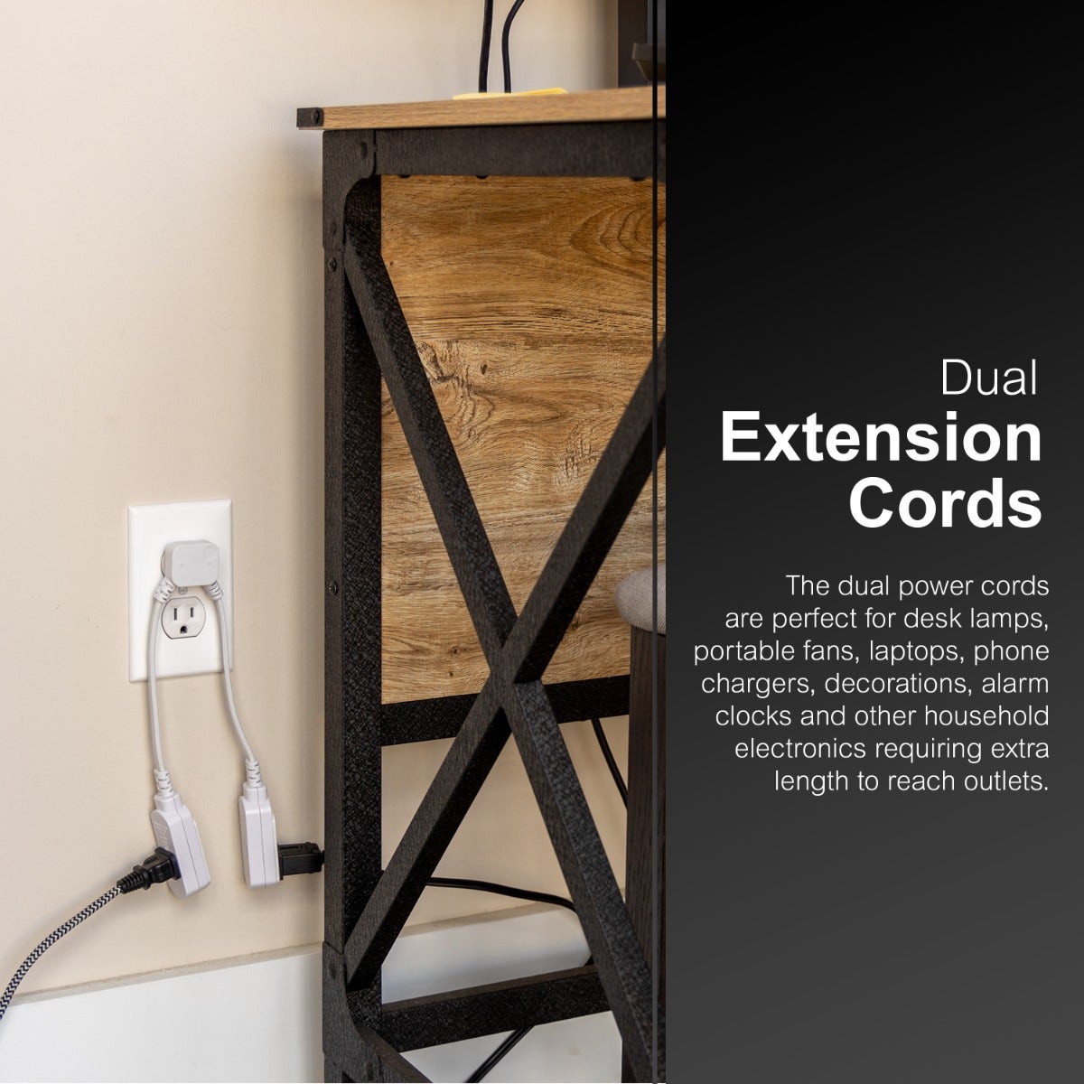 GE 3-Outlet 10in. Dual Split Extension Cord, White