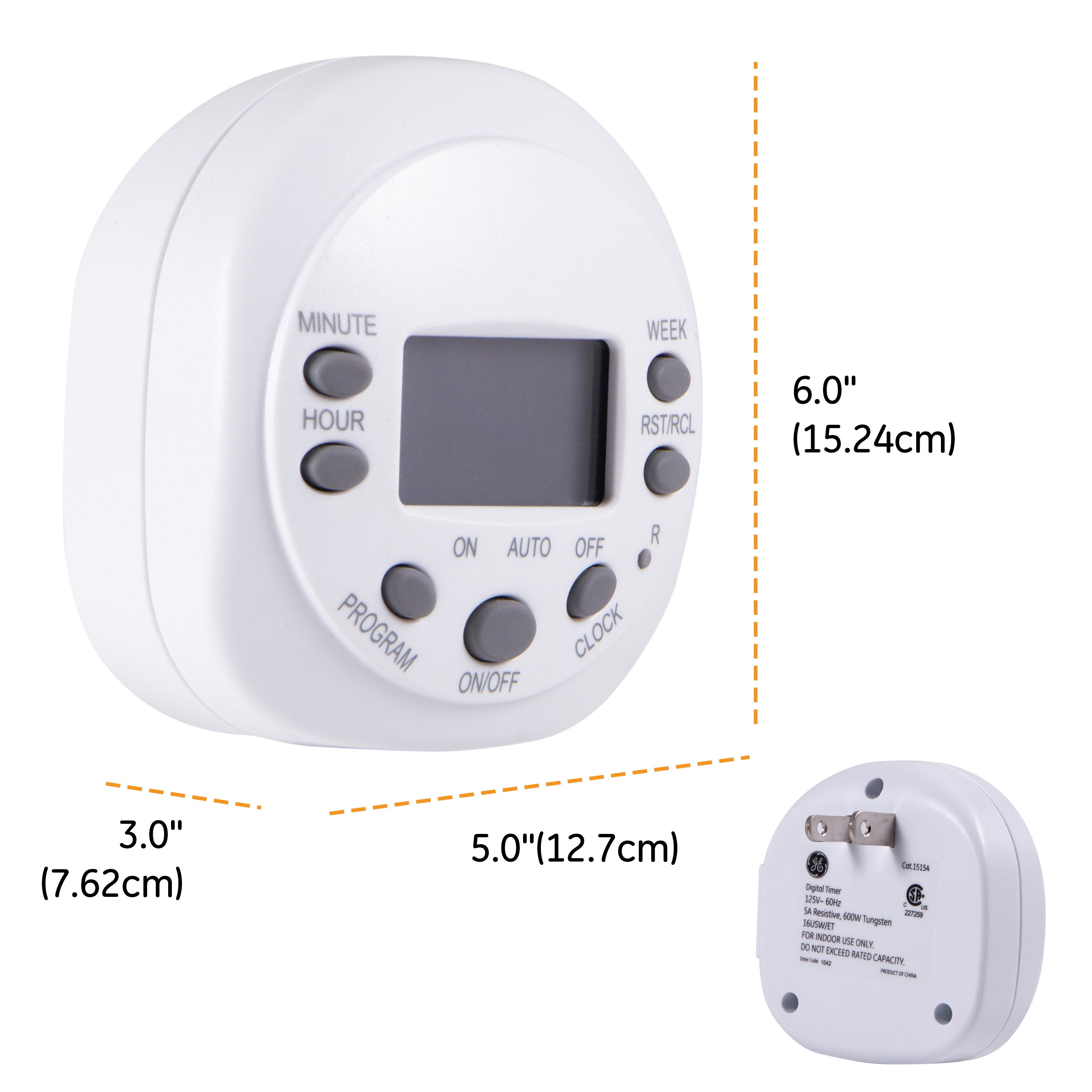 GE Indoor 1-Outlet 7-Day Programmable Digital Timer, White