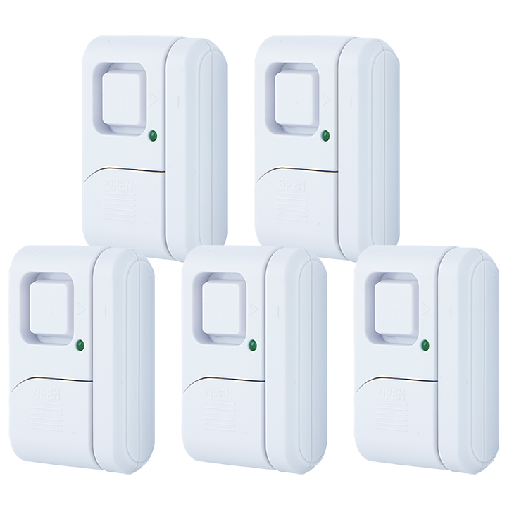 GE Battery-Operated Magnetic Window or Door Alarm, 5 Pack, White