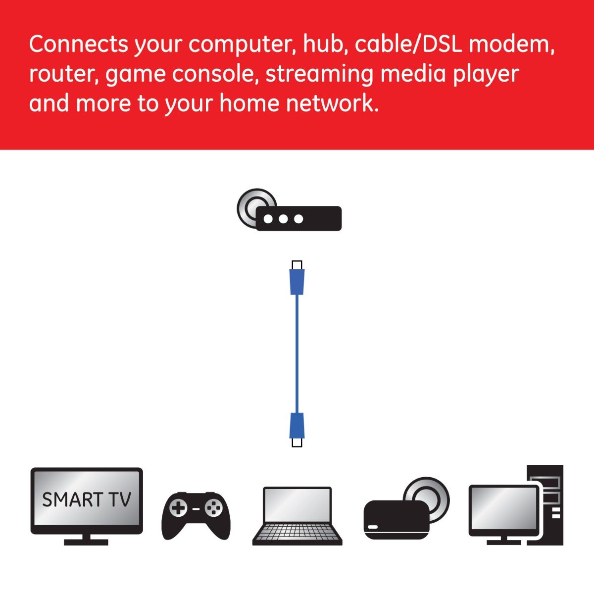 GE Pro 14ft. Cat6 Ethernet Internet Cable, Blue