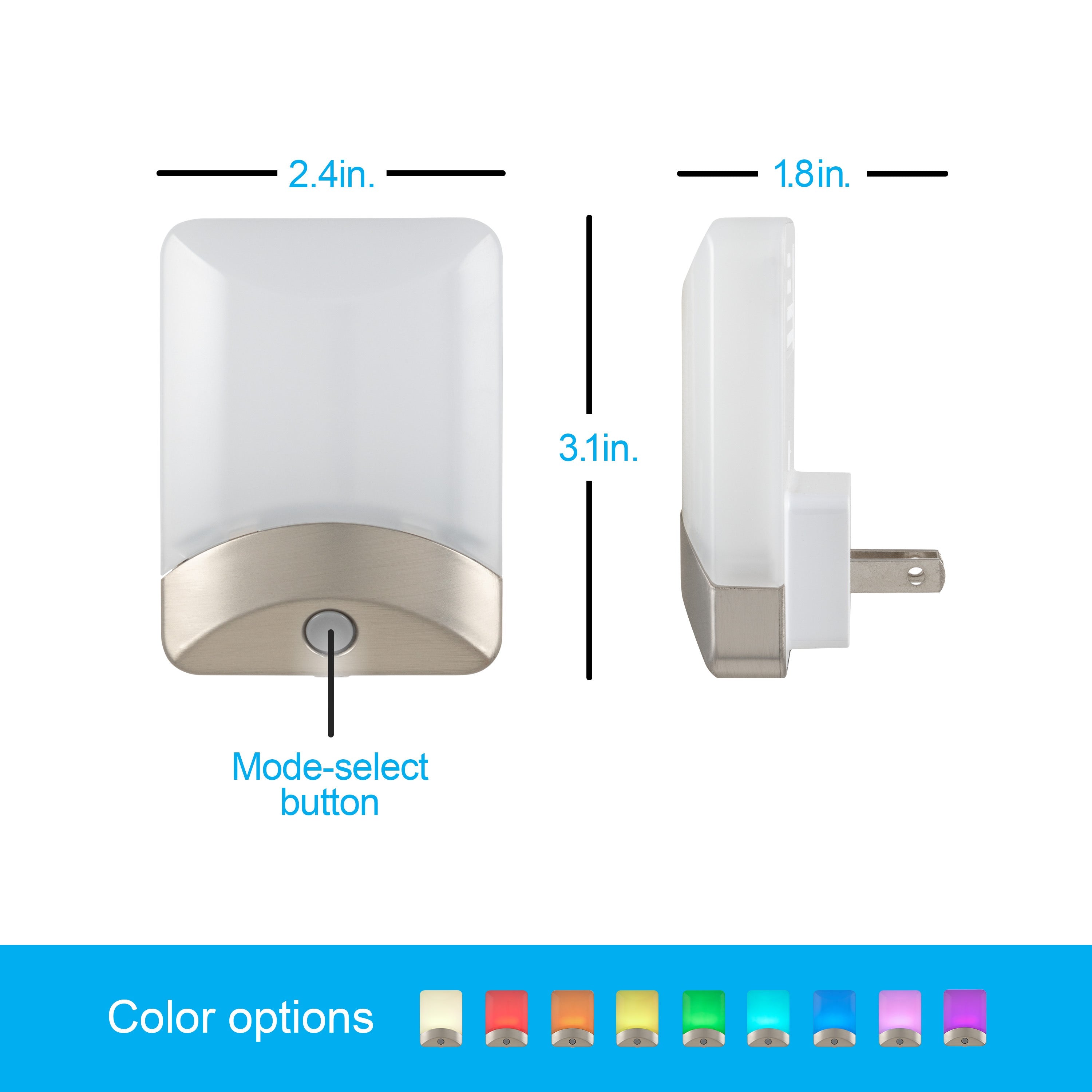 GE Color Changing Light Sensing LED Night Light, Brushed Nickel