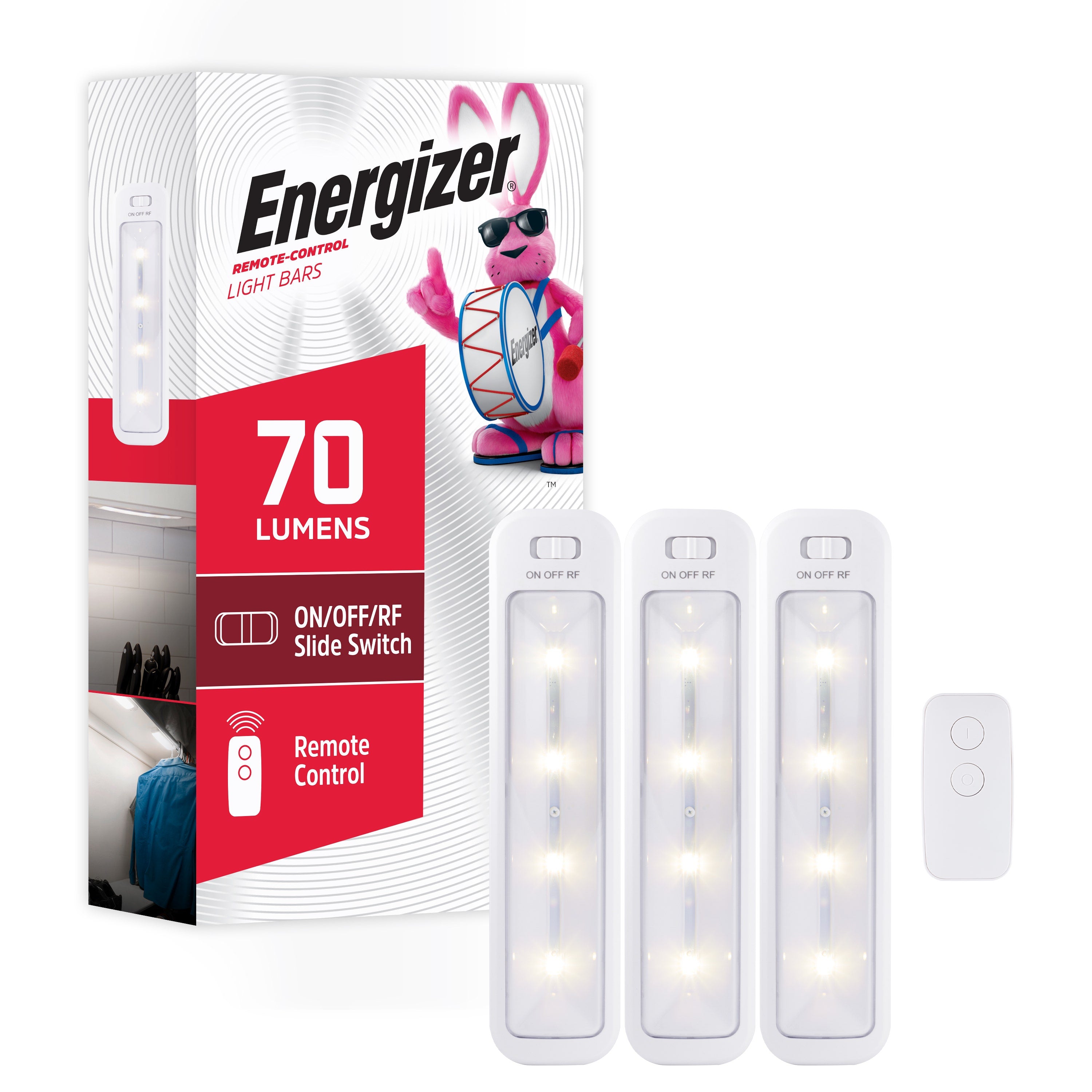 Energizer 10in. Battery Operated LED Light Bar with Remote, 3 Pack, White